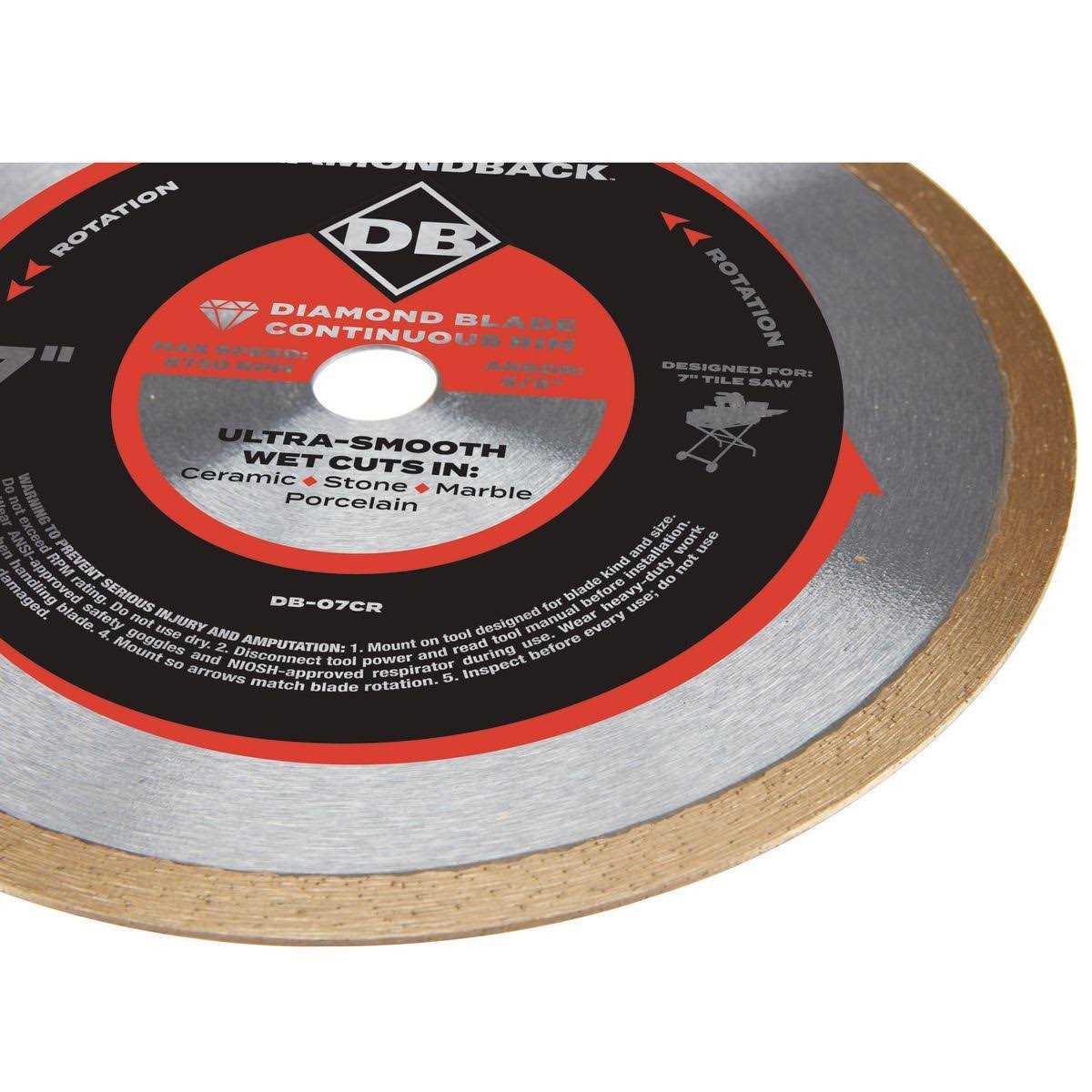 Diamondback 7 in. Continuous Rim Wet/Dry Cut Diamond Blade - Cheap Fitting