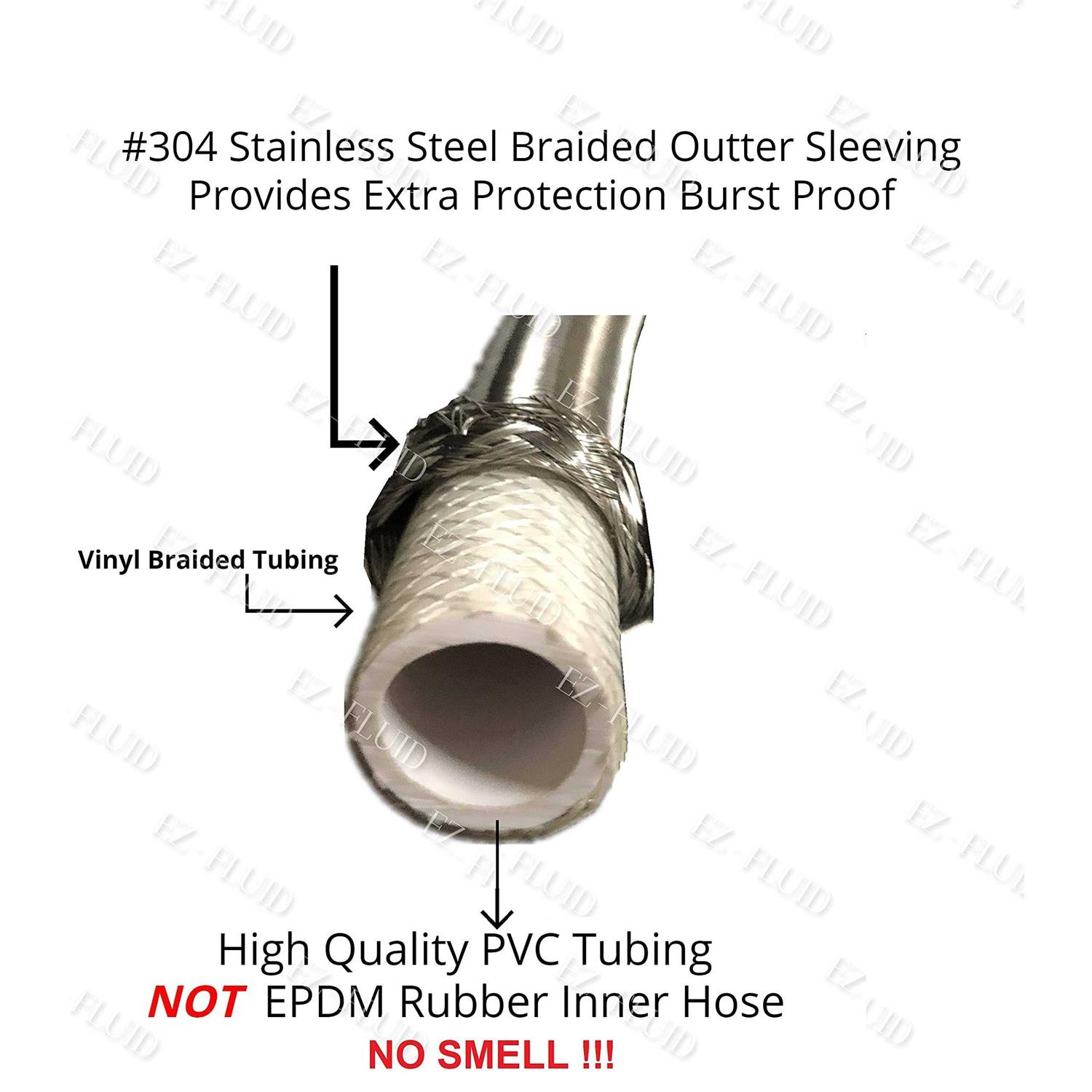 Ez-fluid Plumbing 3/8 Male Compression To 3/8-Inch Female Comp. Stainless Steel Braided Faucet Connector Line Extension - Cheap Fitting