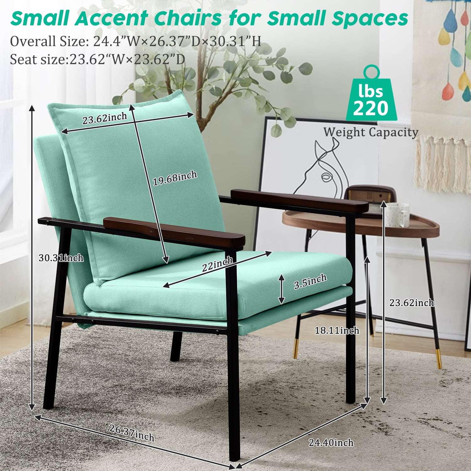 Fairyland Linen Fabric Modern Accent Chair with Metal Frame, Upholstered Club Chair, Clearance Arm Chair for Small Space and Office, Beige - Cheap Fitting