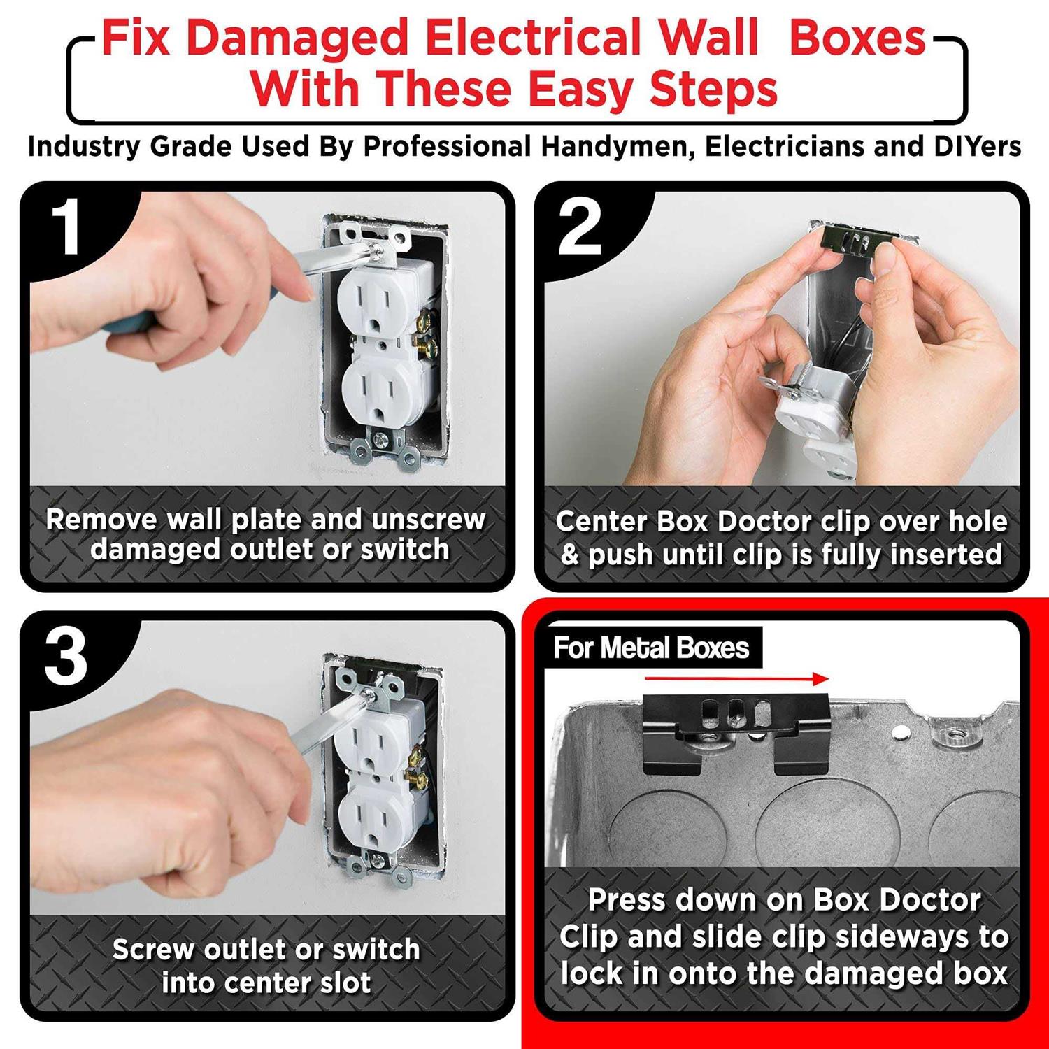 Box Doctor Repair Clips Fix Loose Outlets and Switches - Cheap Fitting