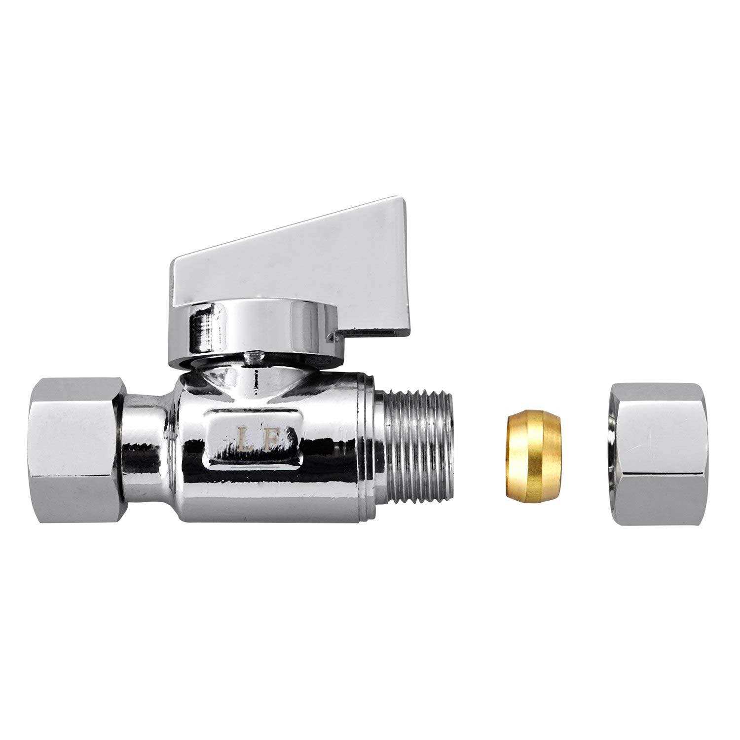 Minimprover Premium Chrome Brass 3/8 Comp FIP x 3/8 Inch Compression MIP Quarter Turn Water Straight Angle Stop Valve - Cheap Fitting