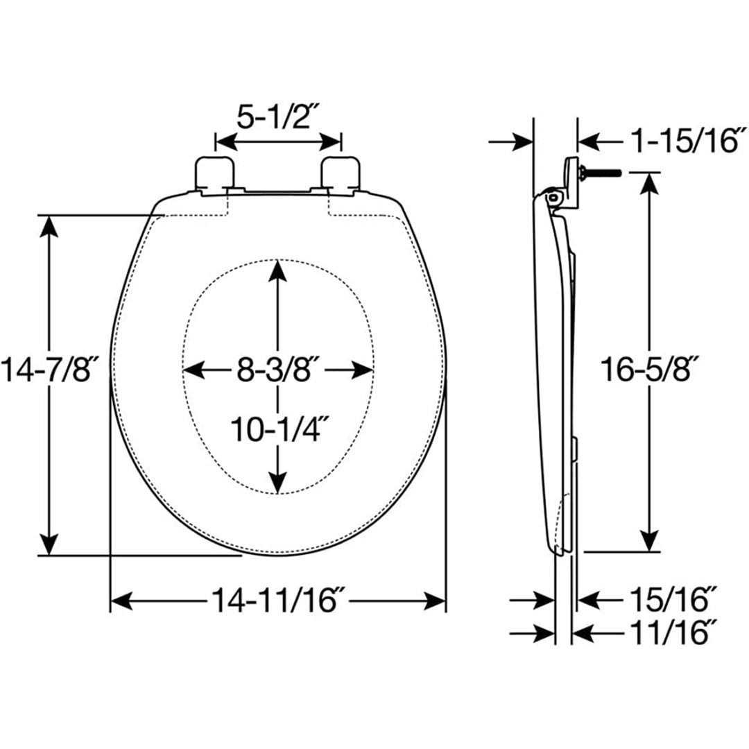 Mayfair Plastic Slow Close Toilet Seat Round White - Cheap Fitting