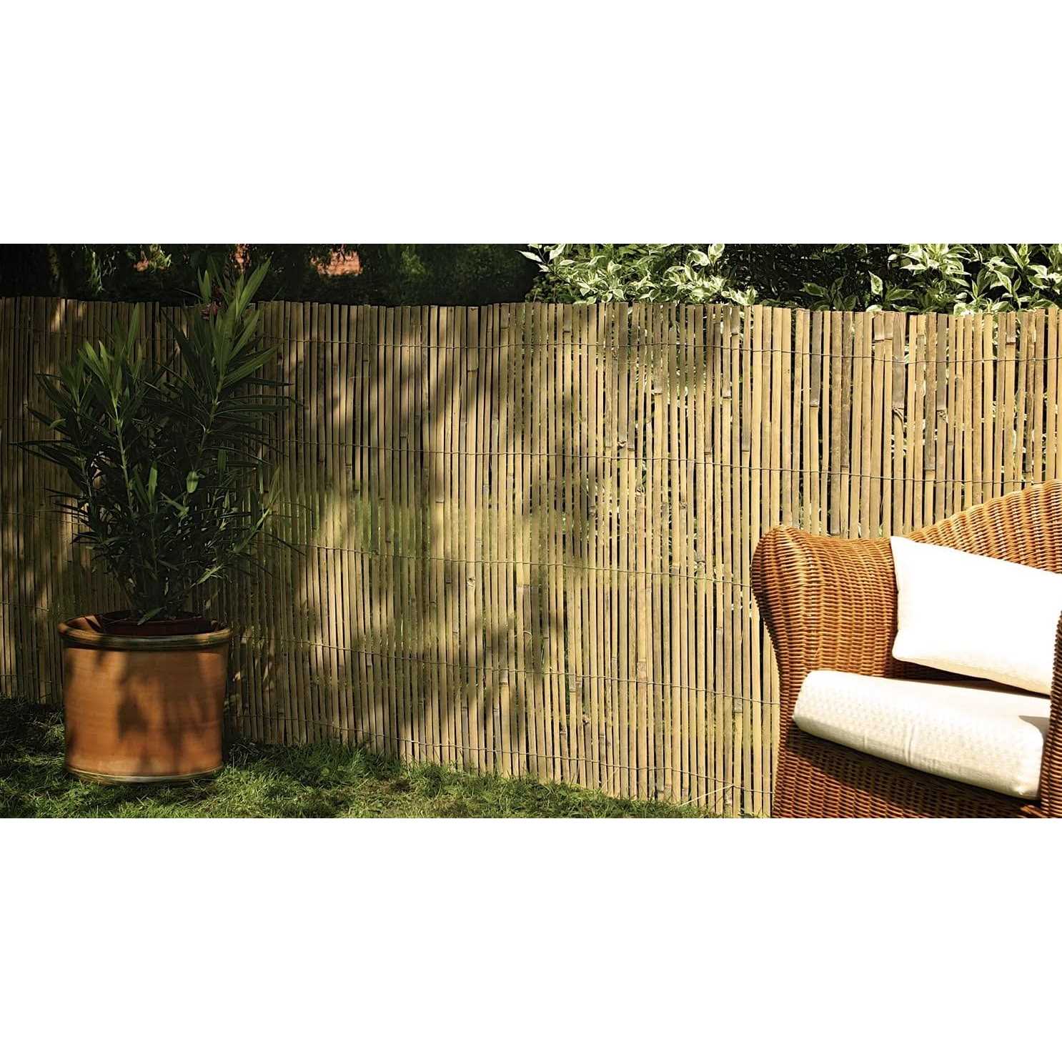 Backyard X-Scapes Natural Raw Split Bamboo Slat Fence 6 ft H X - Cheap Fitting