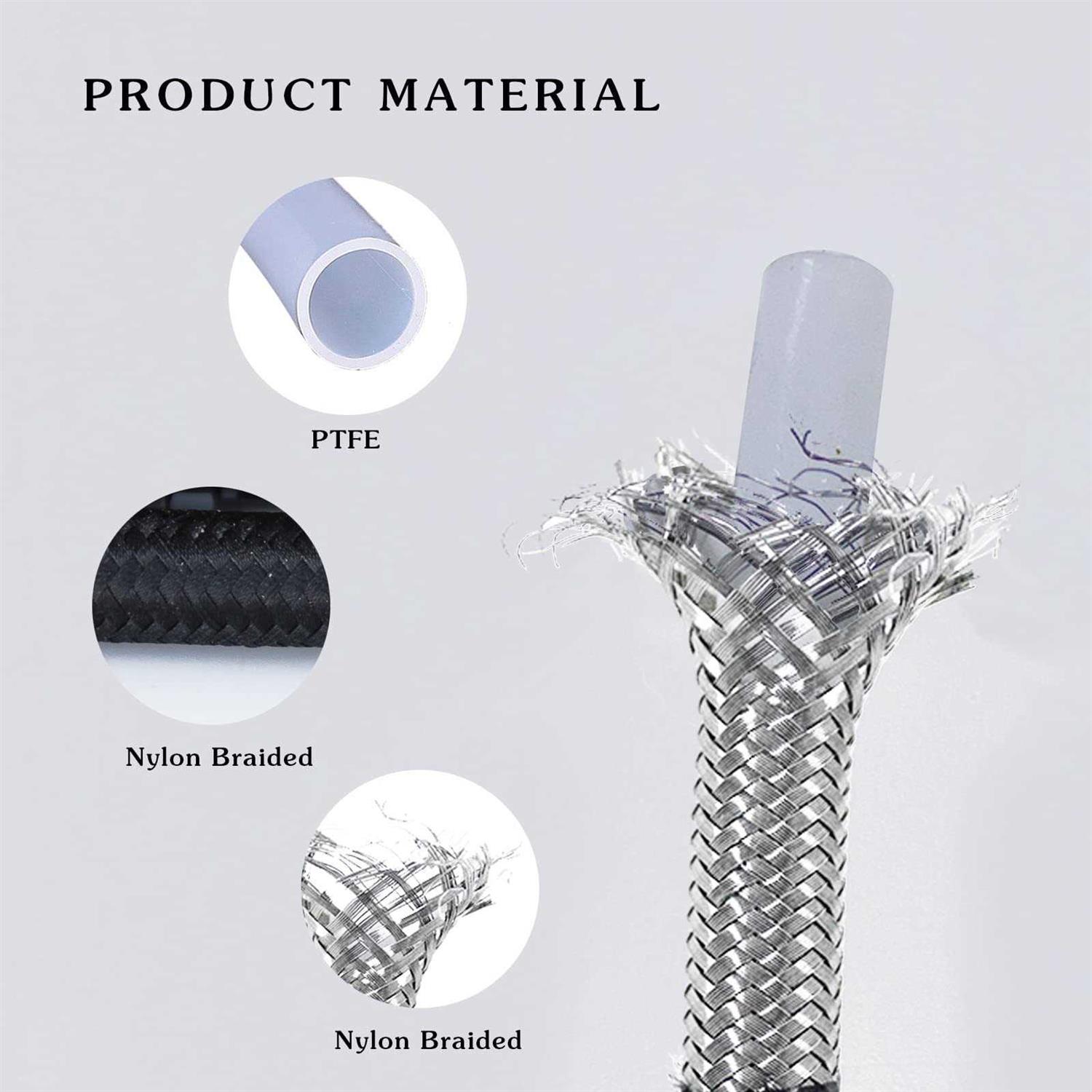 6AN Transmission Cooling Line Hose Compatible with 4L60 700R4 TH350 TH400 7 Ft Long Hose Fitting Nylon Stainless Steel Braided Lines - Cheap Fitting