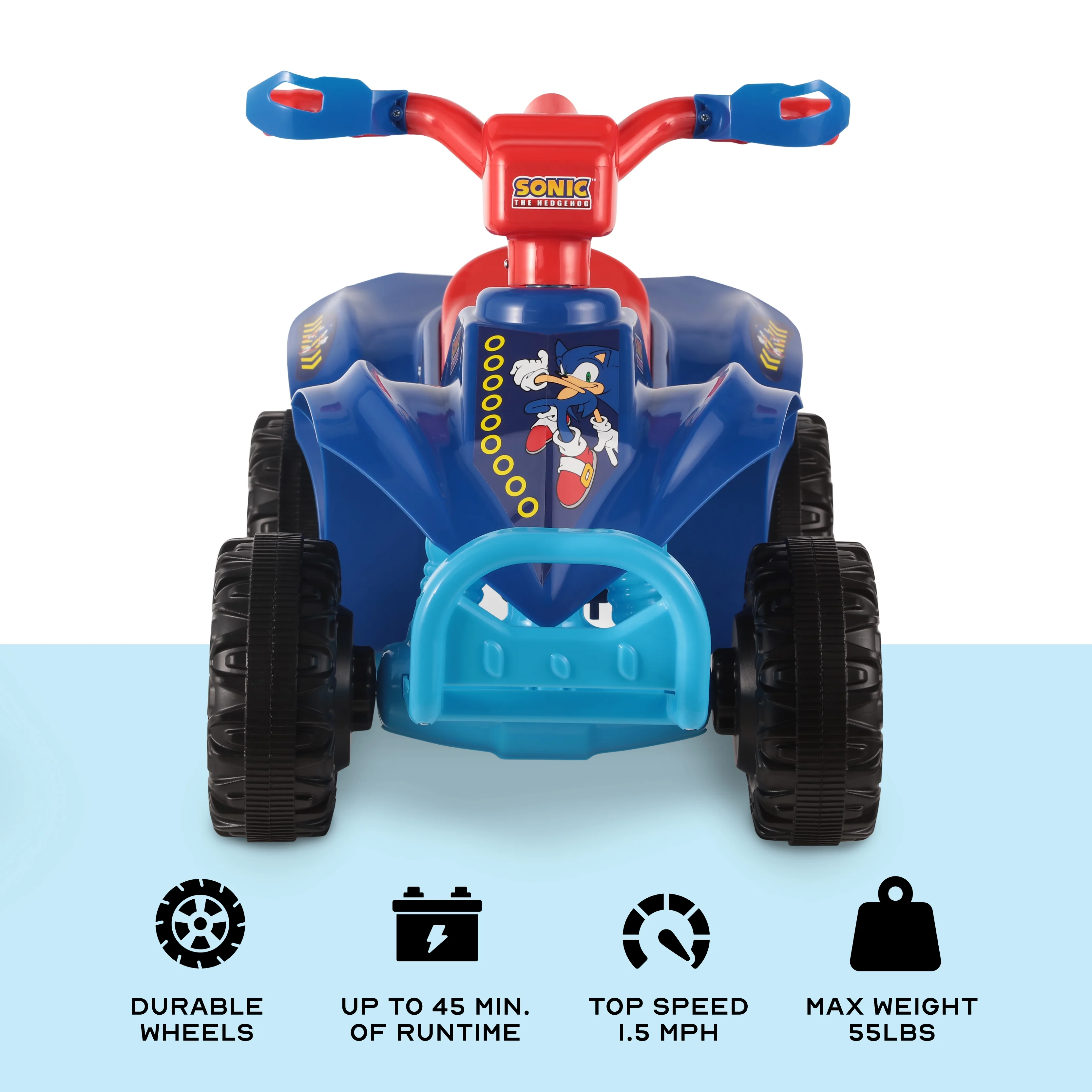 Licensed Sonic the Hedgehog 6V Battery Powered Ride on ATV for Children Ages 2-5 Years Old, Blue - Cheap Fitting