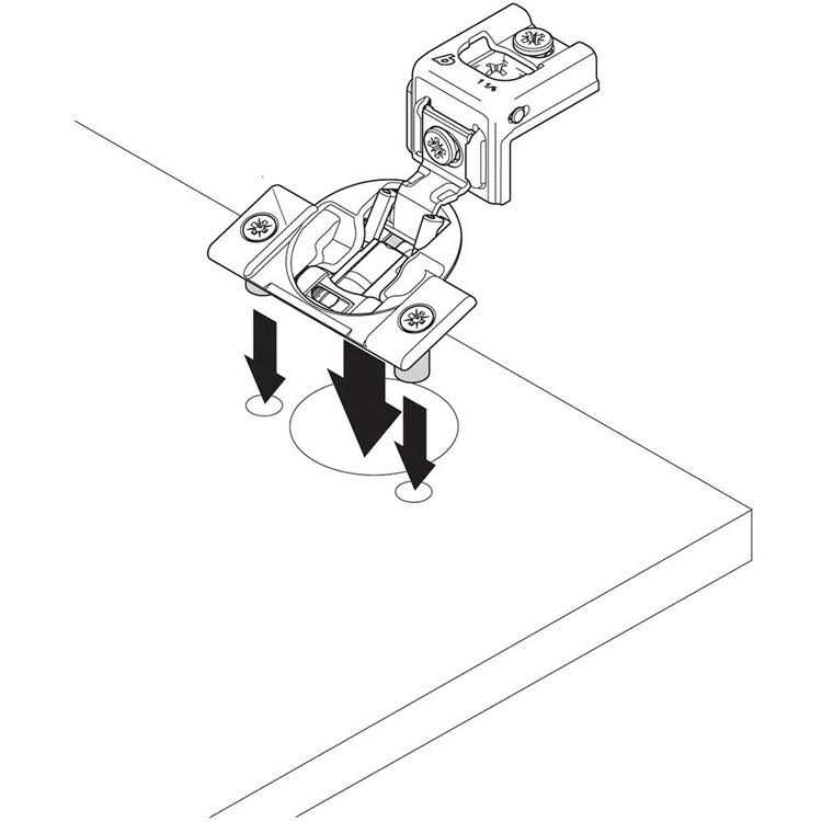 Blum 39C358B.16 Blumotion 1 inch Compact Full Overlay Press-In Doweled Cabinet Door Hinge - Cheap Fitting