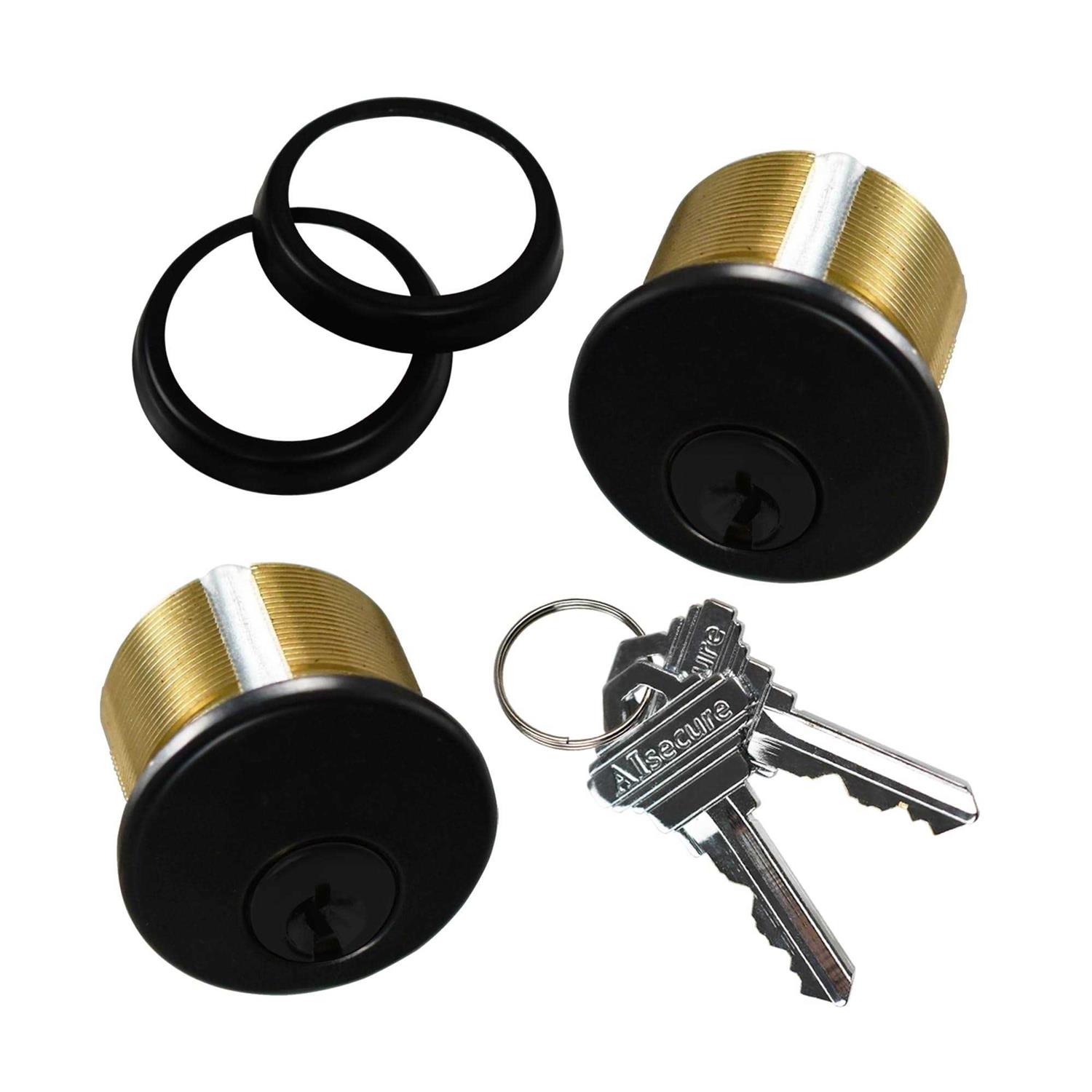 AIsecure Brass Mortise Cylinder with 2 Keys For SC Keyway Standard Commercial Door Lock Cylinder Keyed Alike For Storefront Doors Lock Replacements 2 - Cheap Fitting