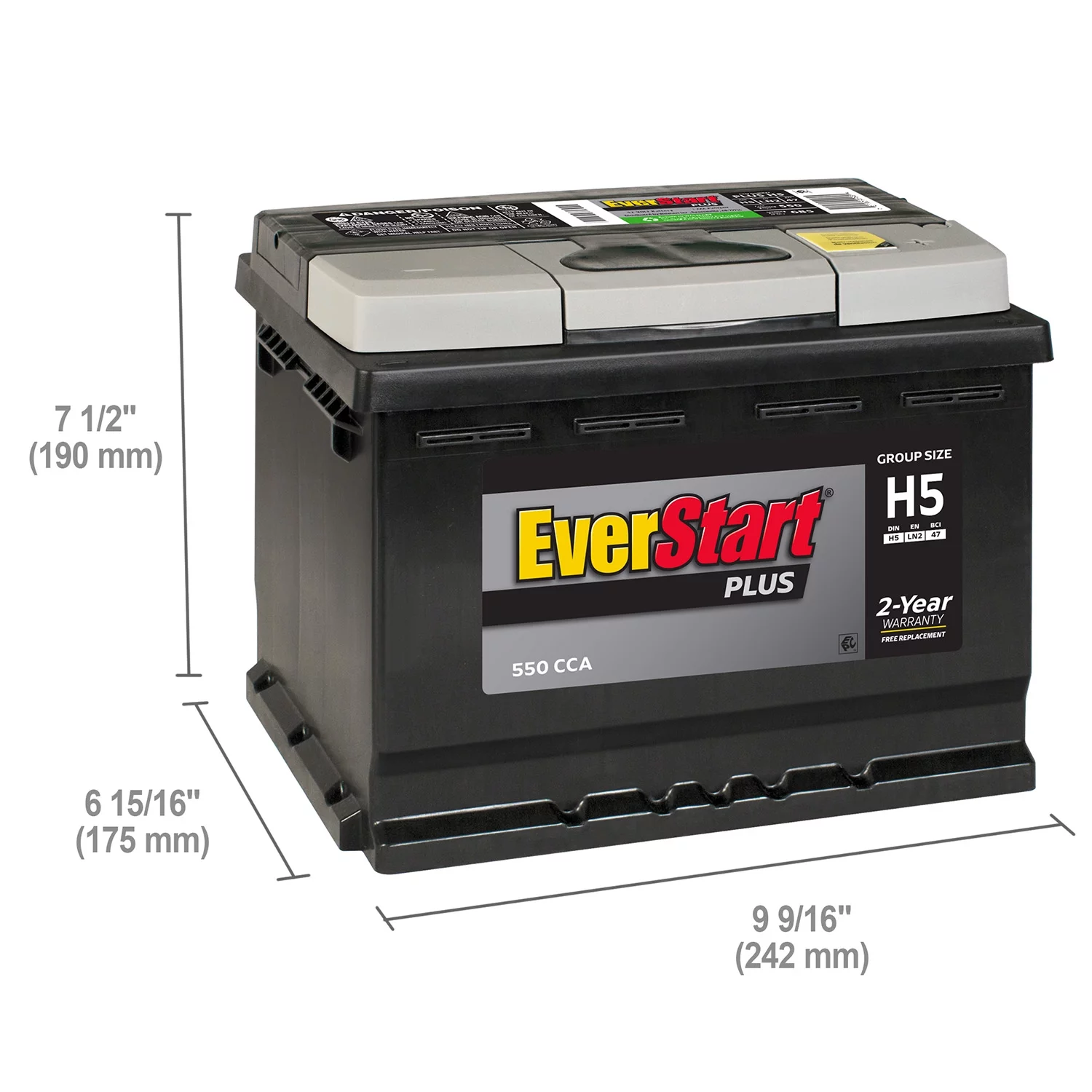 EverStart Plus Lead Acid Automotive Battery, Group Size H5 / LN2 / 47 12 Volt, 550 CCA - Cheap Fitting