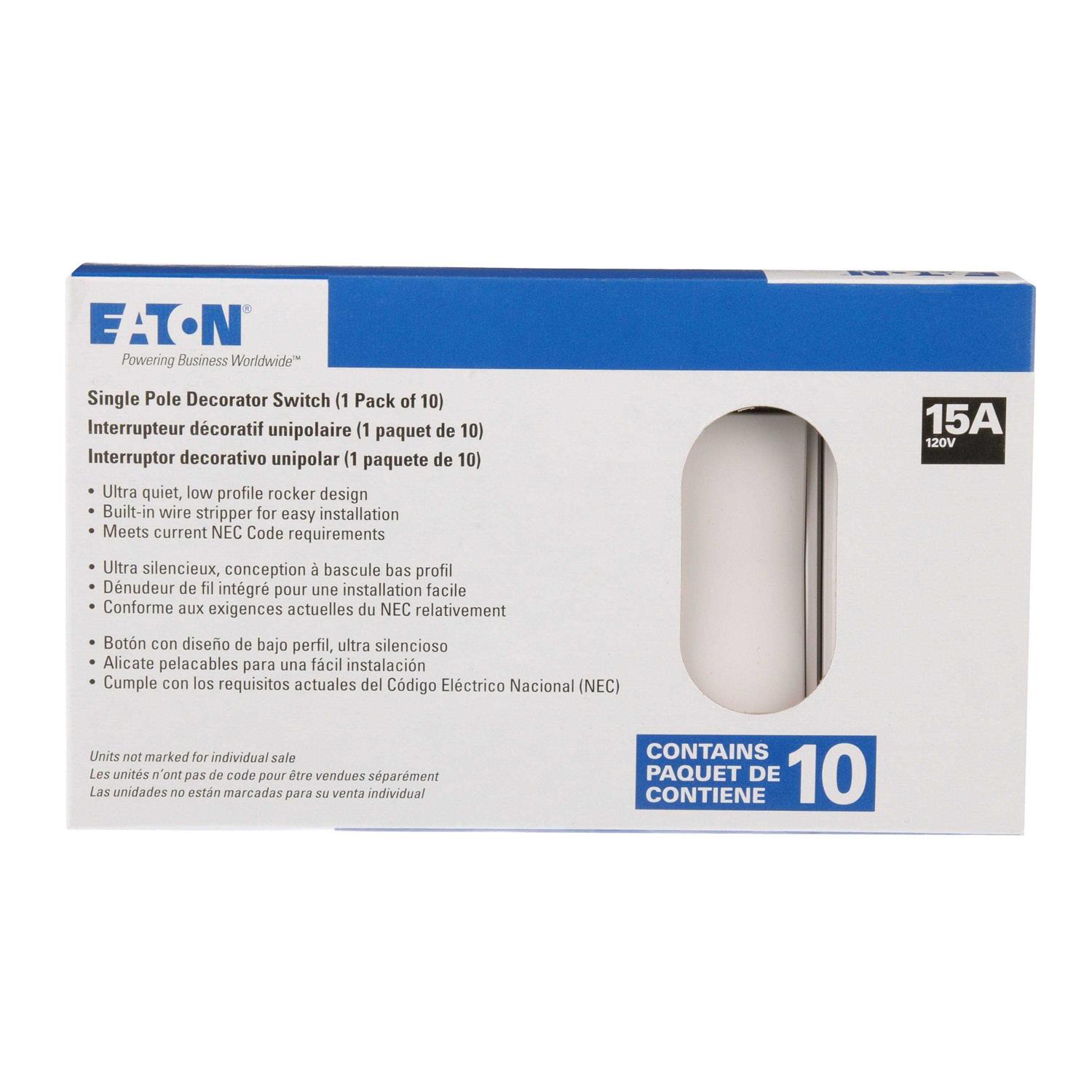 Eaton 15-Amp Single-Pole Rocker Light Switch 7501W-10-LW - Cheap Fitting