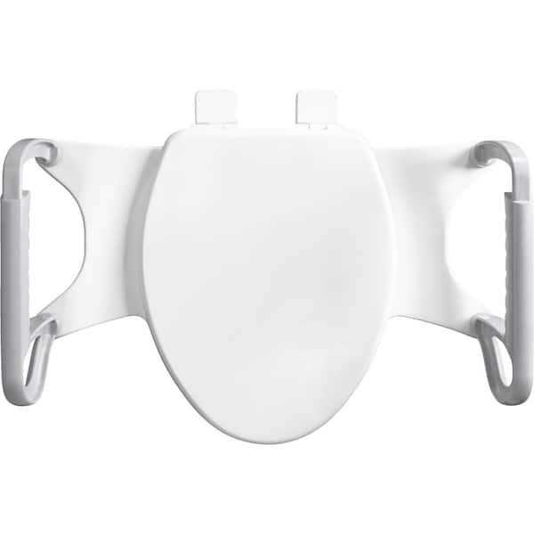 BEMIS Assist Elongated/Round Standard Height Premium Closed Front Toilet Seat in White + Support Arms - Cheap Fitting
