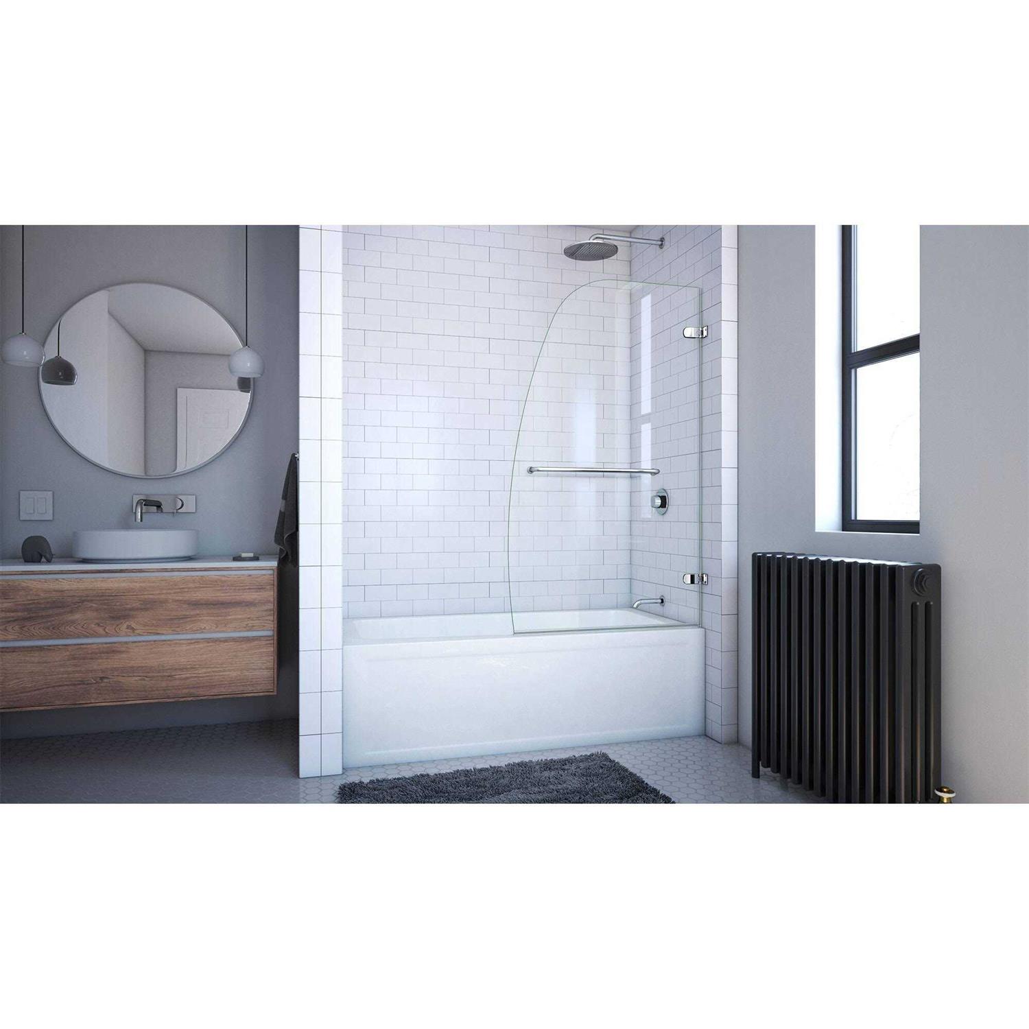 DreamLine Aqua Uno 34 in. W x 58 in. H Frameless Hinged Tub Door SHDR-3534586-09 - Cheap Fitting