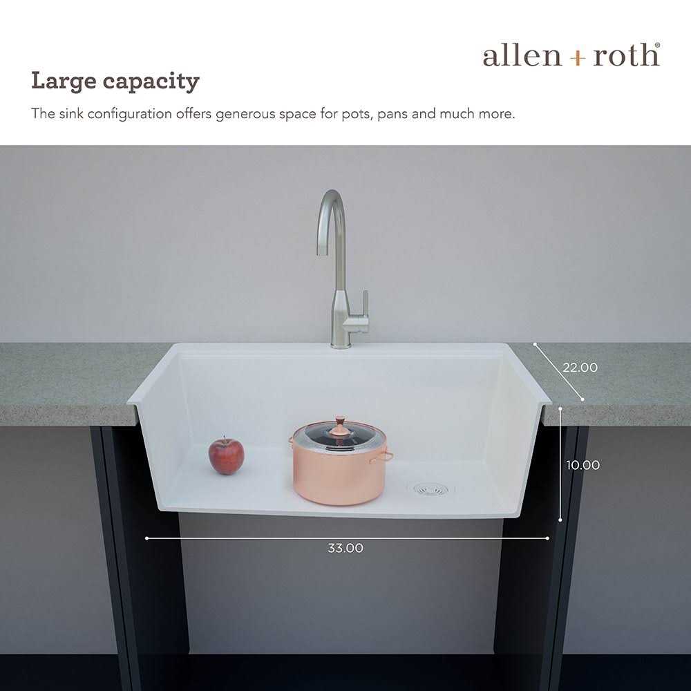 allen + roth Sanborn Dual-mount Alpina Single Bowl 5-Hole Workstation Kitchen Sink TRIN100XLDM07 - Cheap Fitting