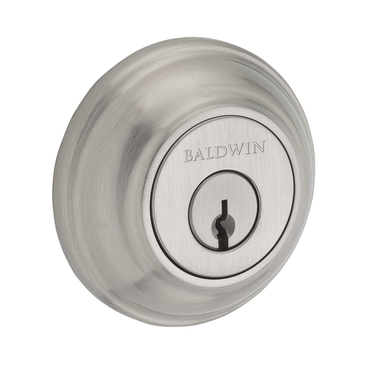 Traditional Round Single Cylinder Deadbolt with Smartkey Baldwin SCTRD003S - Cheap Fitting