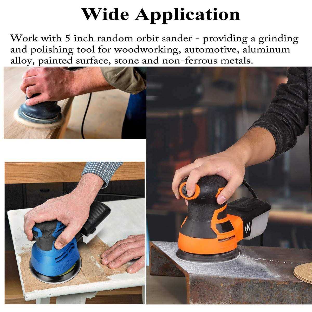 Aiyard 5-inch 8-Hole Hook and Loop Sanding Discs 60-grit Random Orbit Sandpaper - Cheap Fitting