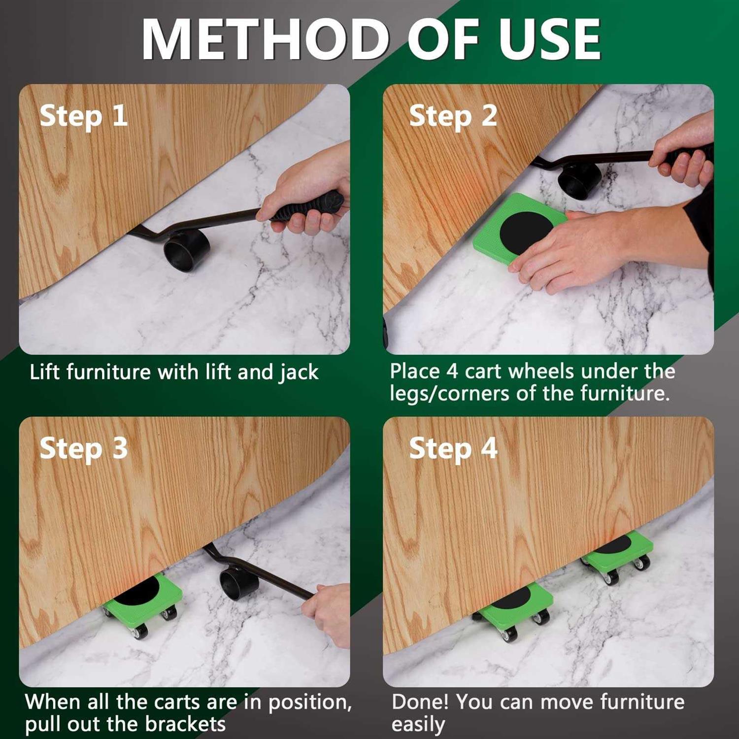 YCRRVAE Furniture Mover Dolly with Lifter 4 Wheel Furniture Dolly 800 LB Load Capacity - Cheap Fitting