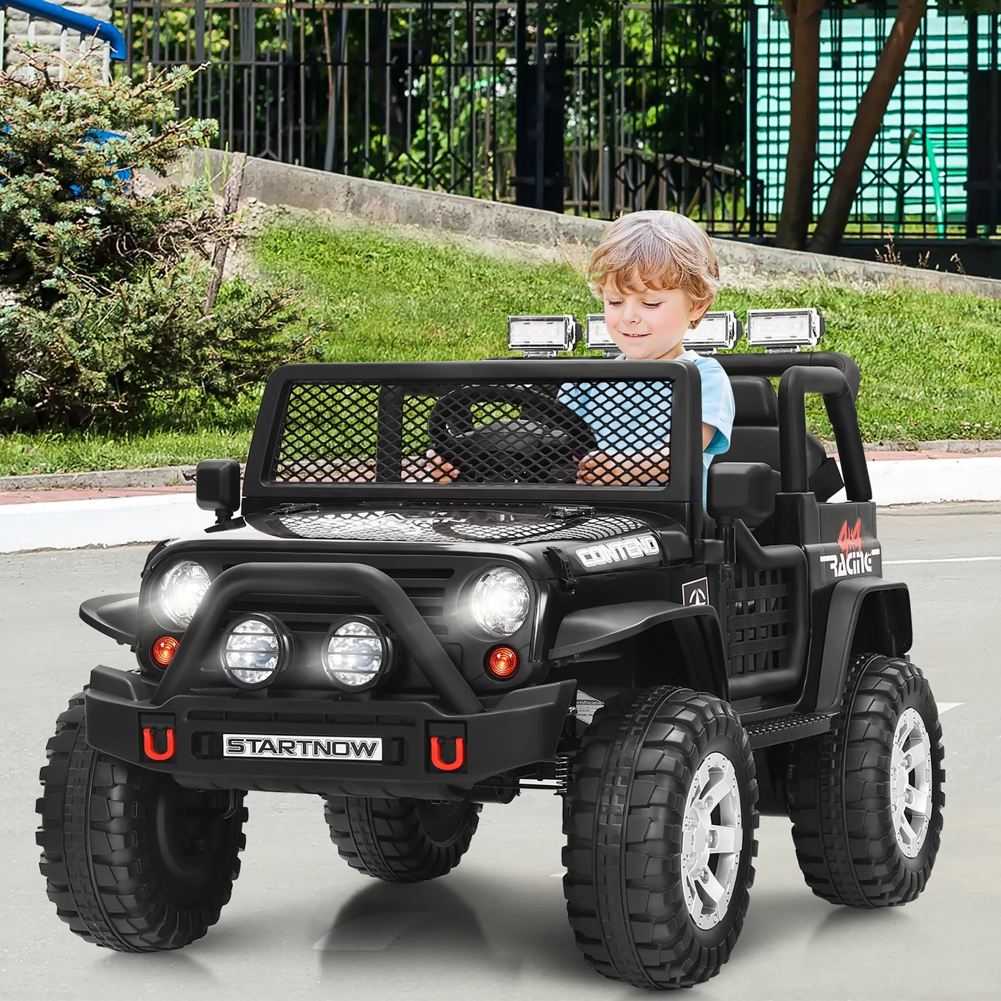 Costway 12V Kids Ride On Truck Remote Control Electric Car with Lights&Music Red - Cheap Fitting
