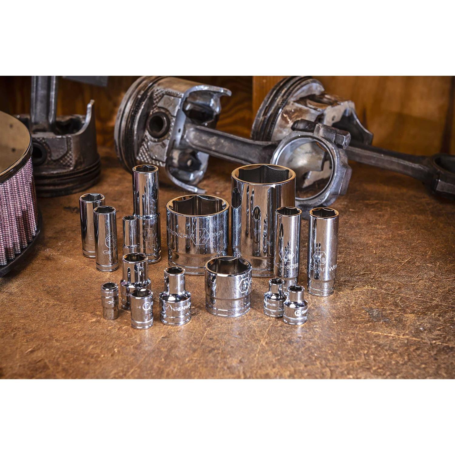 Gearwrench 89073 163 Piece 1/4, 3/8 & 1/2 Drive 6 Point Standard and Deep SAE/Metric Master Socket Set - Cheap Fitting