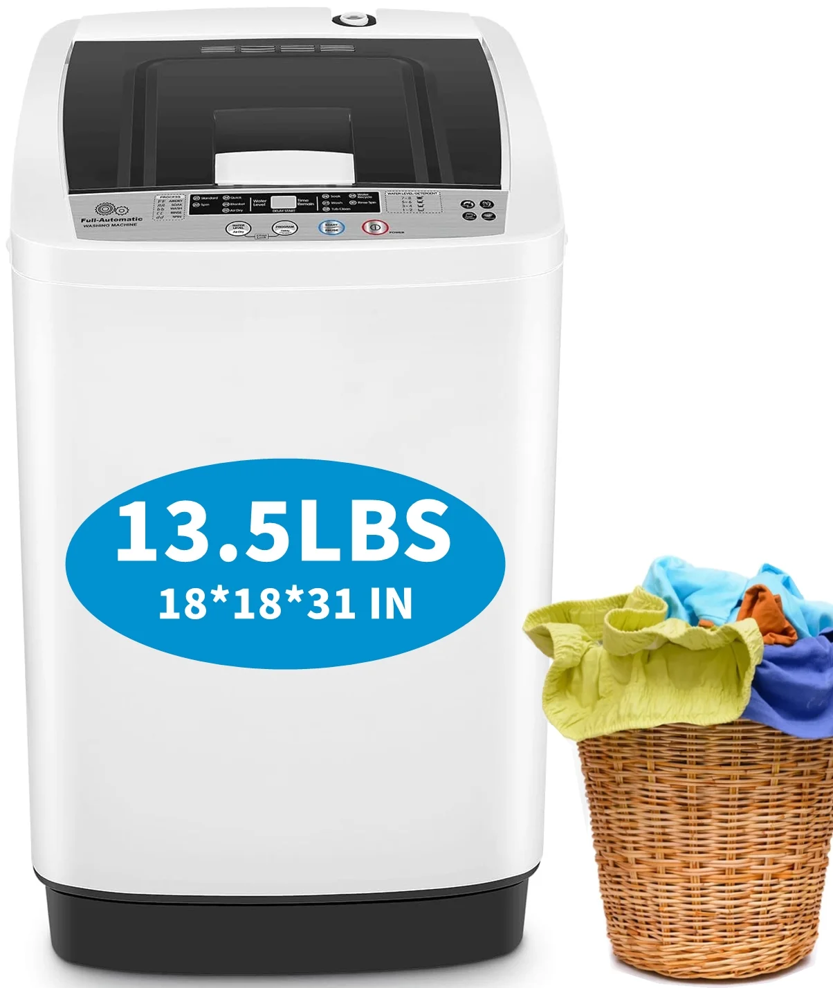 Qhomic Washing Machine, 17.8 lb. Capacity Fully Automatic Washer and Dryer Combo, Energy Efficient Portable Washing Machine with Clear Lid/LED Display, Low Noise for Apartments, Dorms, and RVs - Cheap Fitting