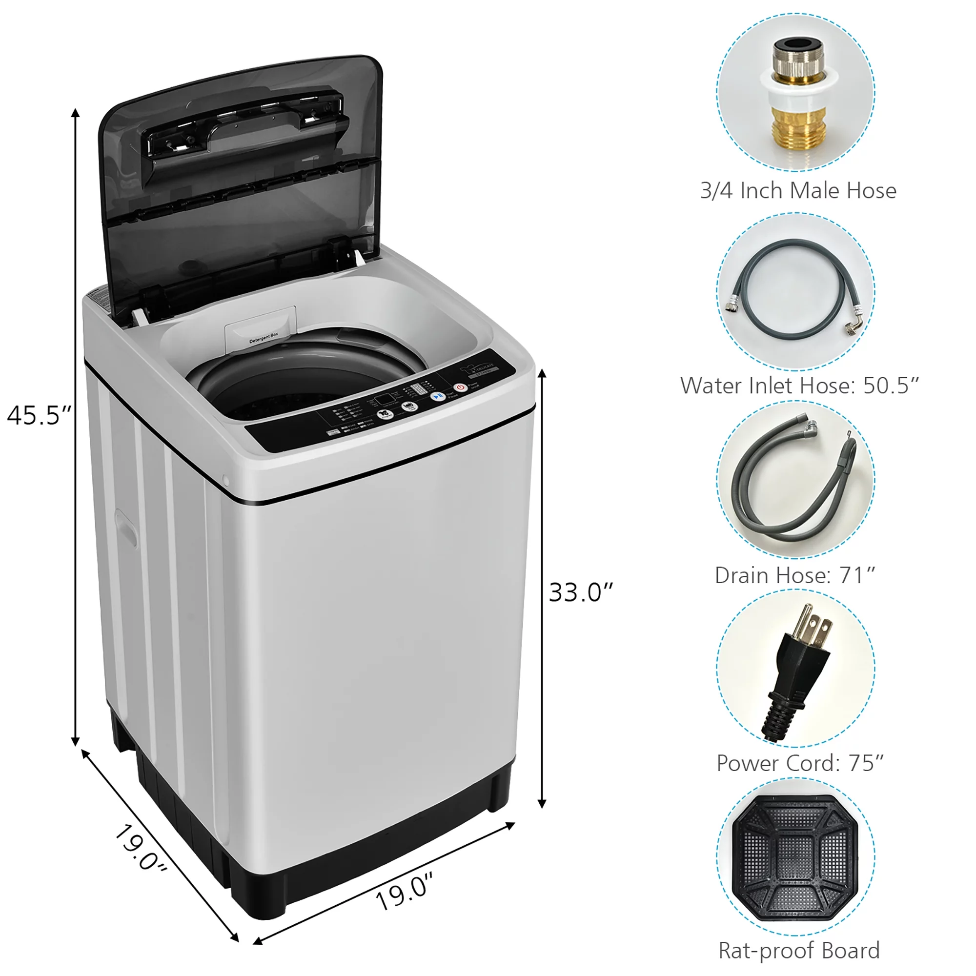 Costway Full-Automatic Washing Machine 1.5 Cu.Ft 11 LBS Washer & Dryer Grey - Cheap Fitting