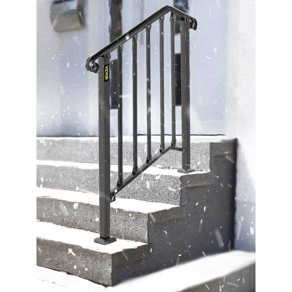 VEVOR 2 ft. Wrought Iron Handrail Fit 2 or 3 Steps Handrails for Outdoor Steps Railing - Cheap Fitting