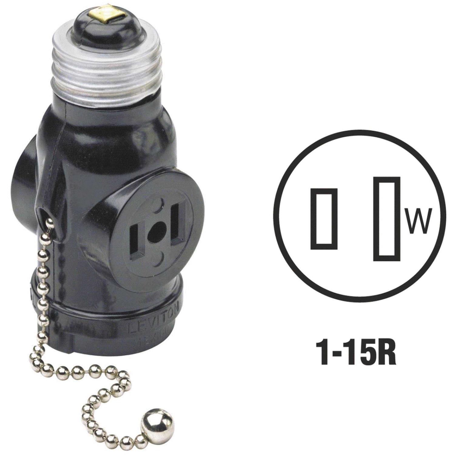 Leviton Black Pull Chain Socket Adapter 1406 - Cheap Fitting
