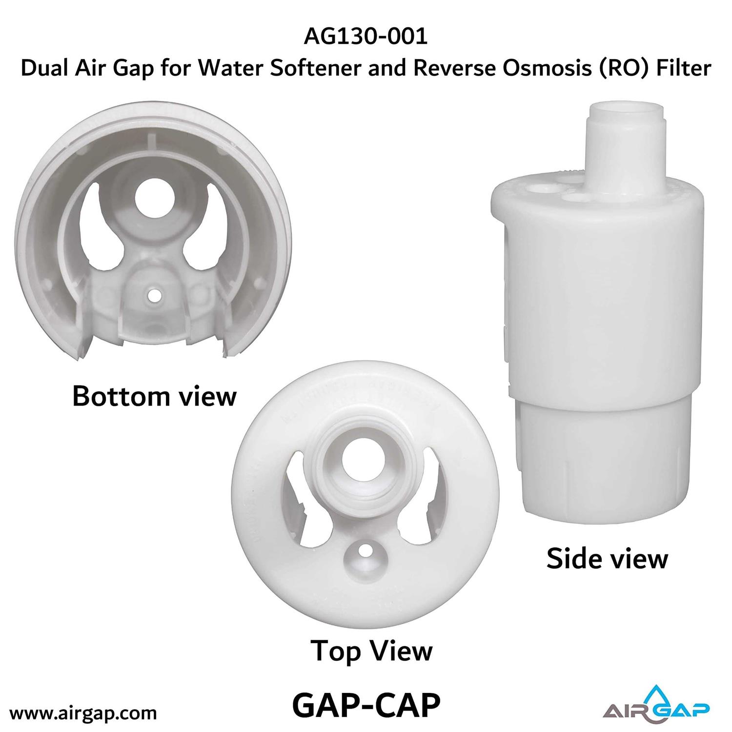 Air Gap AG130-001 Dual Air Gap for Water Softener and Reverse Osmosis w/ 1/2 OD to 5/8 ID Tubing Inlet - Cheap Fitting
