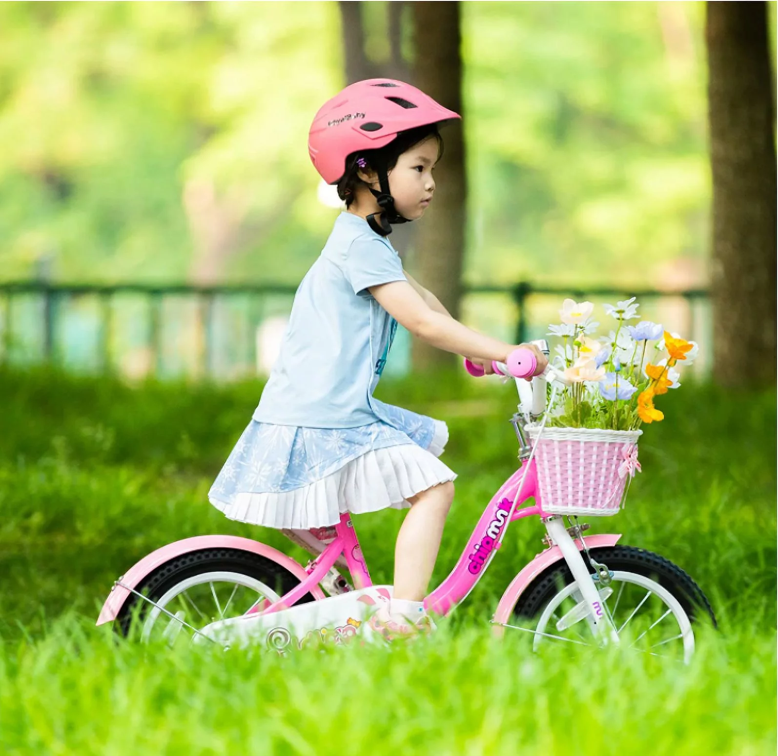 RoyalBaby Spring Kids Bike Girls 14 Inch Bicycle with Basket for Ages 3-9 Years Training Wheel Options Green - Cheap Fitting
