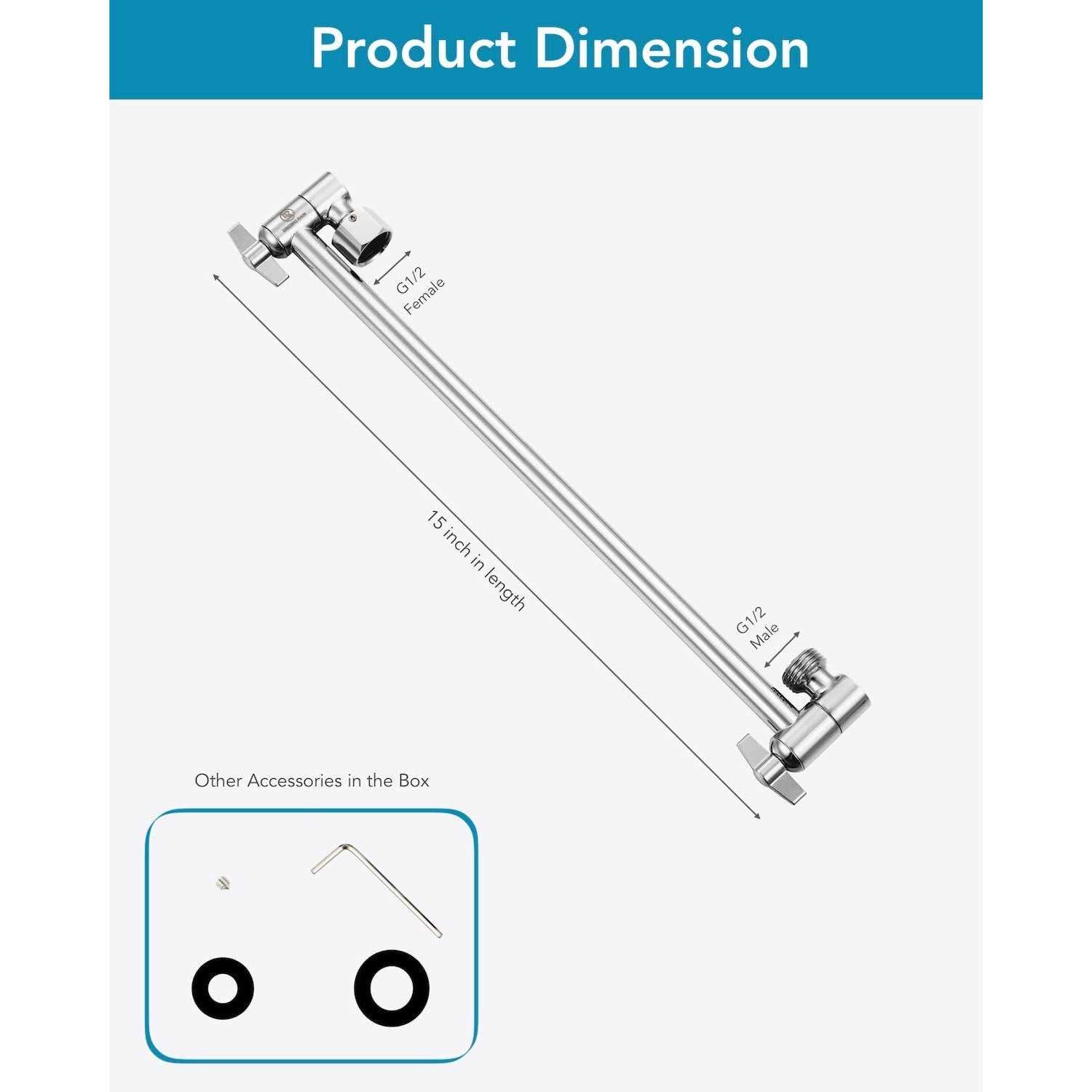Singing Rain 15 Inch Extra Long Adjustable Shower Head Extension Arm With Locking Set Screw - Cheap Fitting