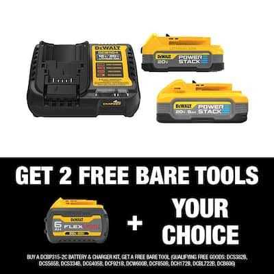 DEWALT Powerstack 20V Lithium-Ion 5.0 Ah and 1.7 Ah Batteries, FLEXVOLT 20V/60V MAX Lithium-Ion 6.0Ah Battery and Charger - Cheap Fitting