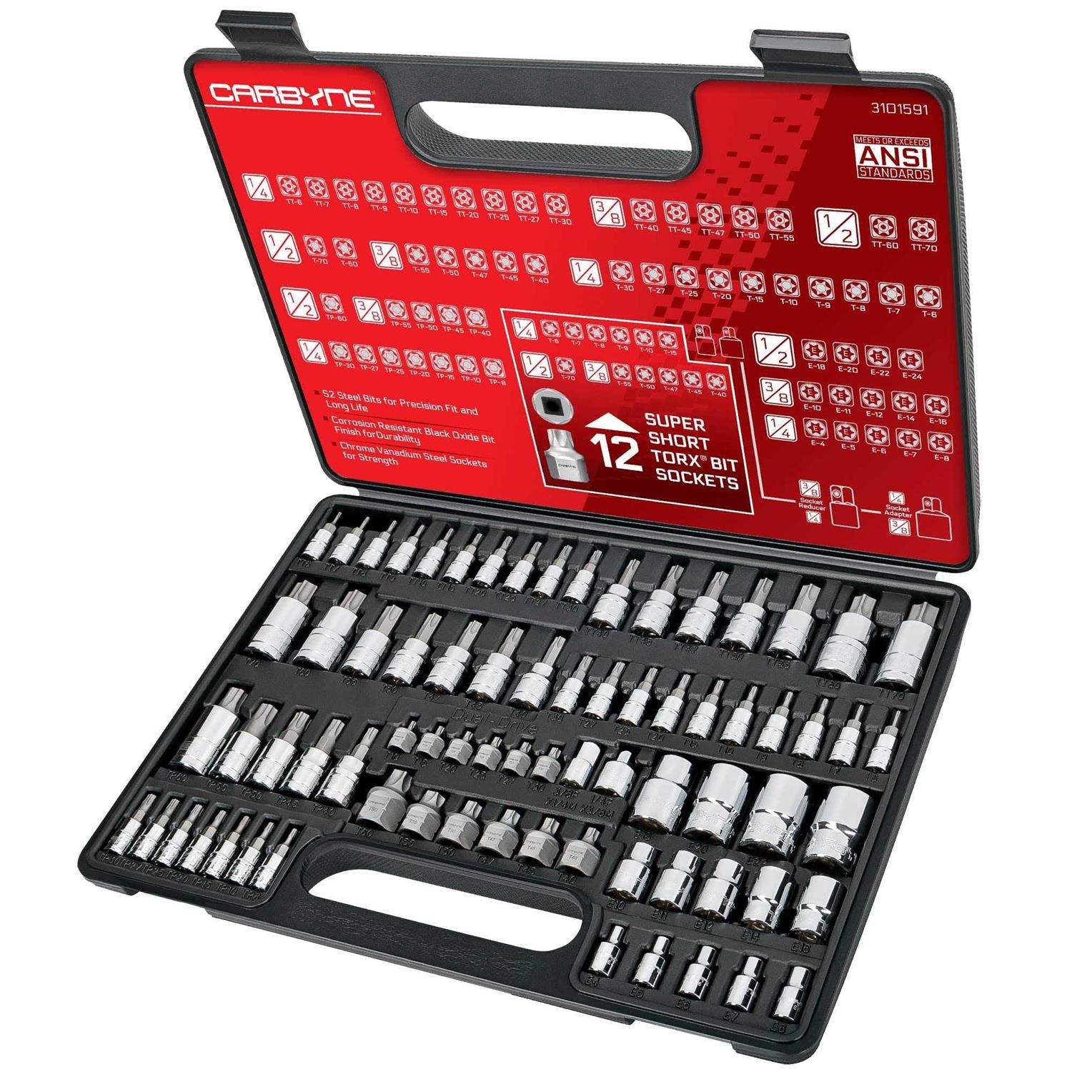 CARBYNE Master Torx Bit Socket Set & Torx External Socket Set 74 Piece - Cheap Fitting