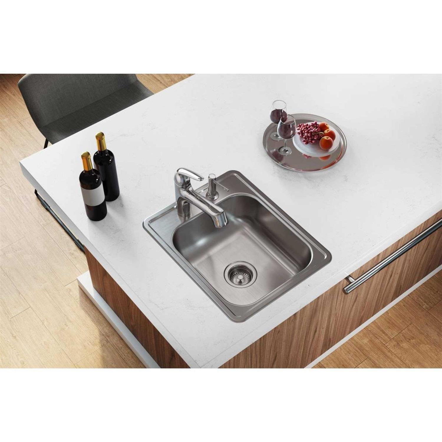 Elkay D117211 Dayton Single Bowl Drop-in Stainless Steel Bar Sink - Cheap Fitting