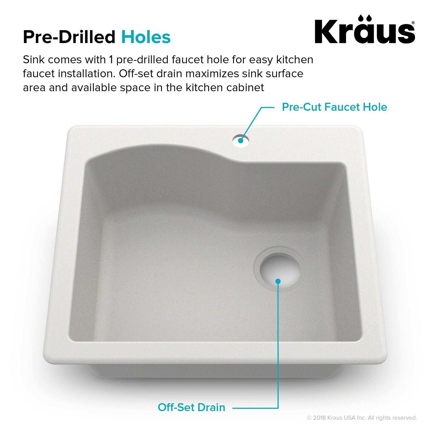 Kraus Quarza Dual Mount Single Bowl Granite Kitchen Sink KGD-441 - Cheap Fitting