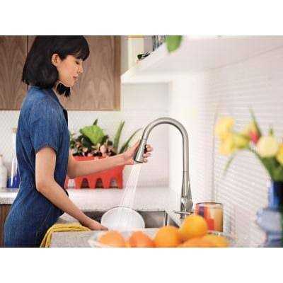 Moen Birchfield Single-Handle Pull-Down Sprayer Kitchen Faucet with Reflex and PowerBoost in Spot Resist Stainless - Cheap Fitting