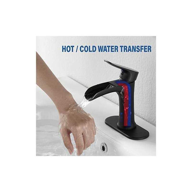 Yundoom Matte Black Bathroom Faucet,Bathroom Sink Faucet,Waterfall Bathroom Faucet,Single Hole Or 3 Hole Bathroom Faucet with 4 - Cheap Fitting