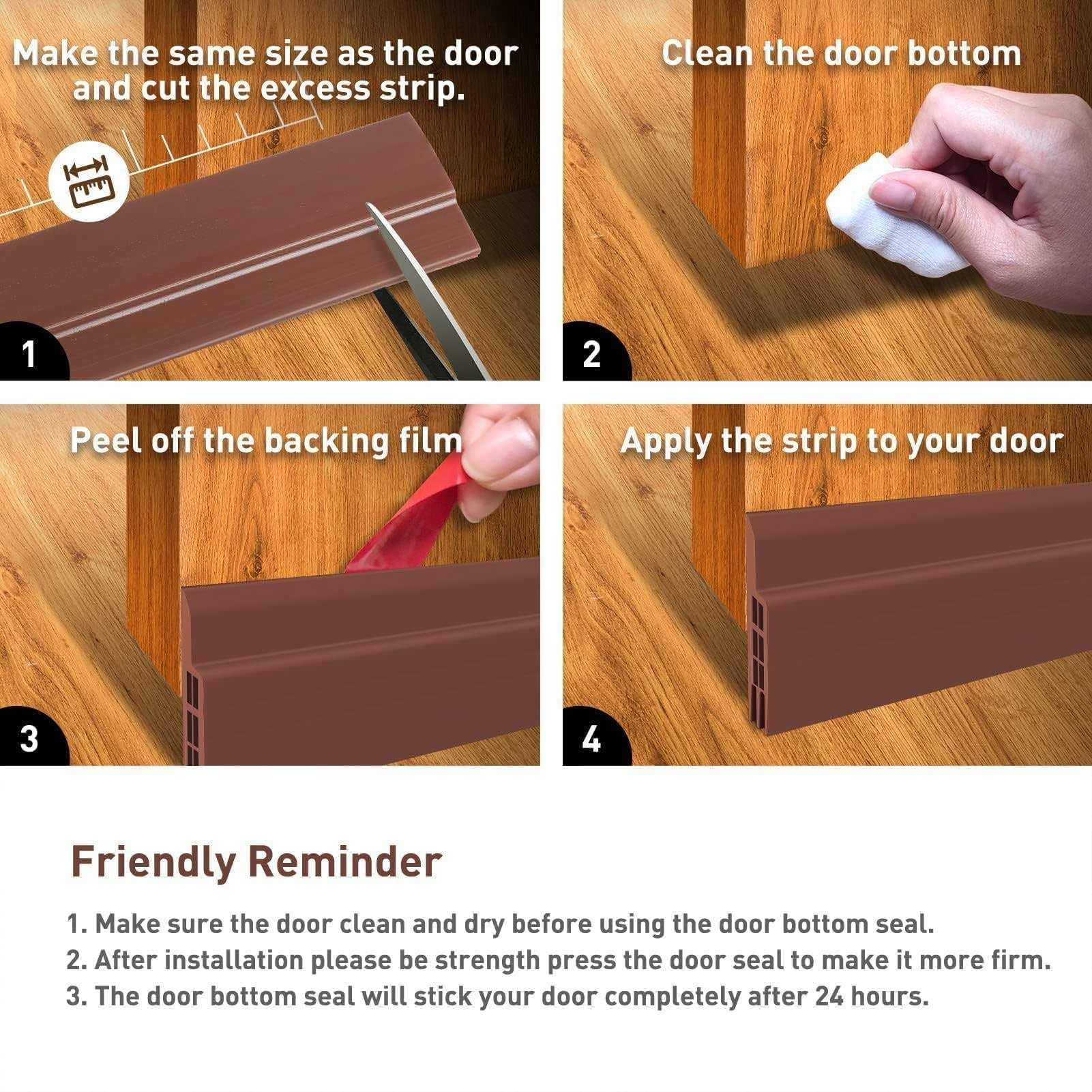 Holikme Door Draft Stopper Under Door Draft Blocker Insulator Door Sweep Weather Stripping Noise Stopper Strong Adhesive - Cheap Fitting