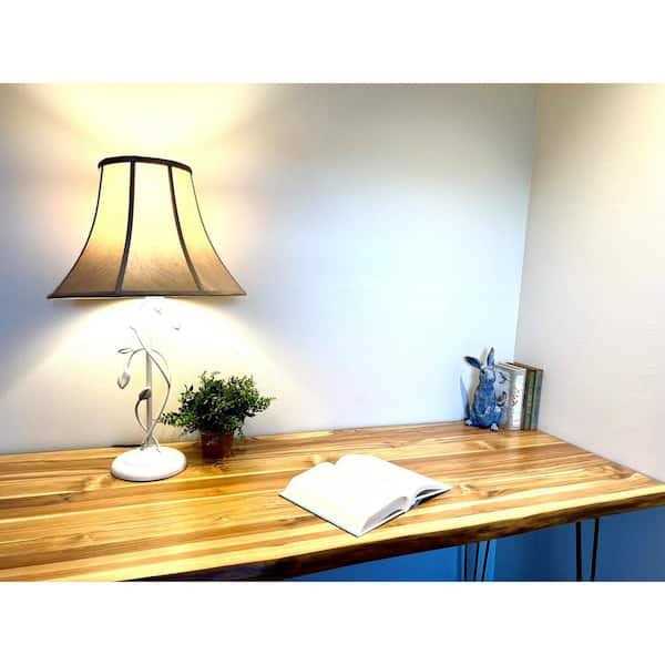 HARDWOOD REFLECTIONS 4 ft. L x 30 in. D Finished Teak Solid Wood Butcher Block Desktop Countertop With Live Edge - Cheap Fitting