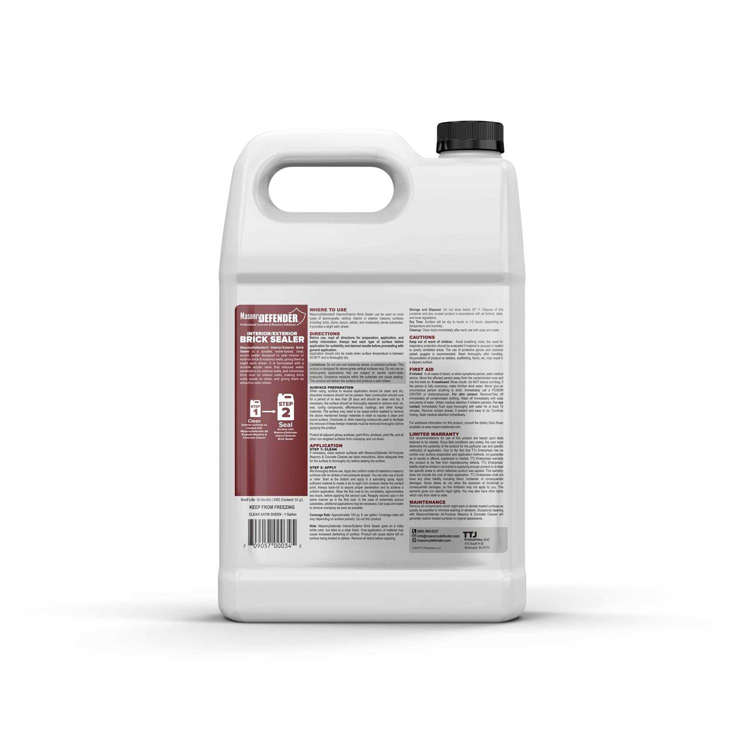 masonrydefender Interior/exterior Brick Sealer 1 Gal Clear Satin Acrylic Sealer for Vertical Walls - Cheap Fitting