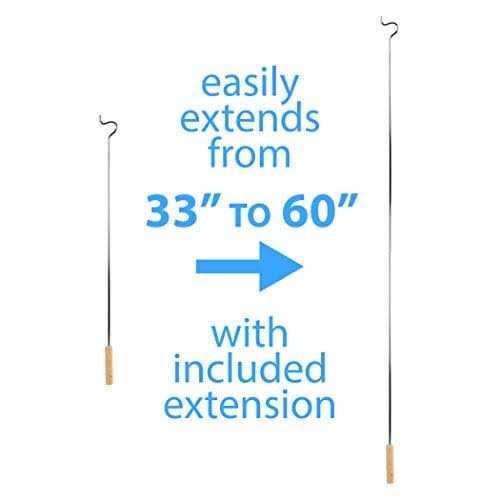 Closet Reacher Pole with Hook and Wooden Handle Heavy Duty Adjustable 2.75-5 Feet - Cheap Fitting