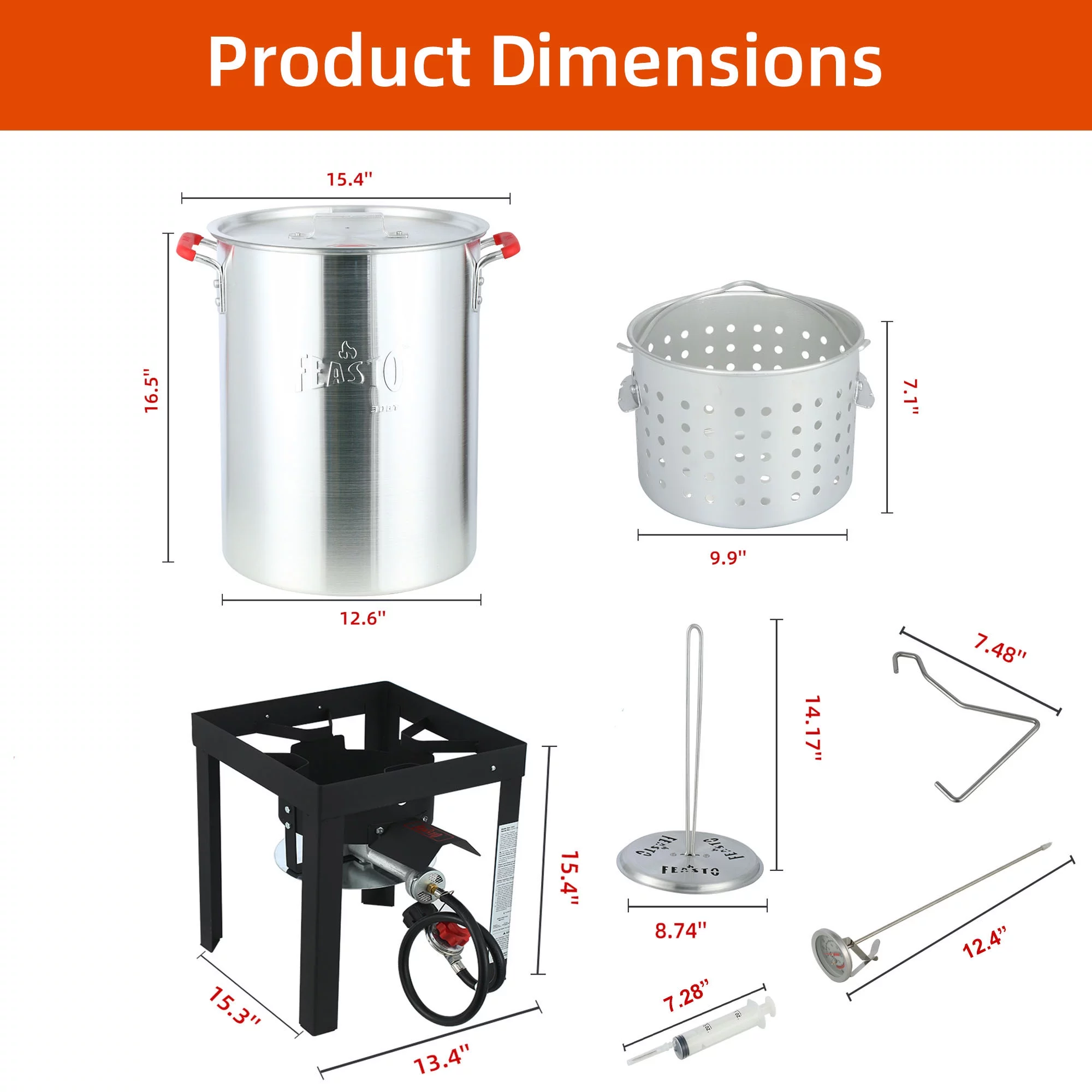 Feasto 30QT Aluminum Turkey Fryer Seafood Boiler Set Outdoor Propane Gas Cooker - Cheap Fitting