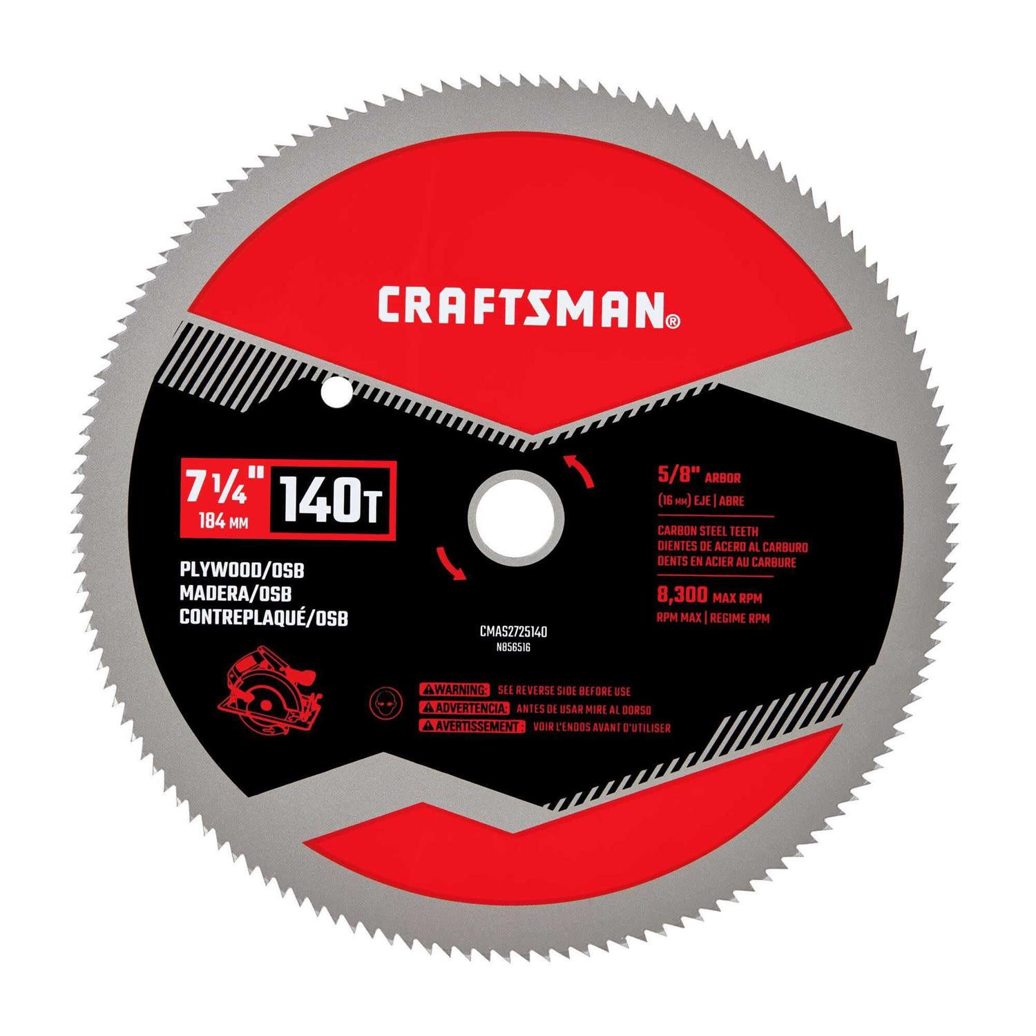 Craftsman 7-1/4 140-Tooth Carbon Circular Saw Blade - Cheap Fitting