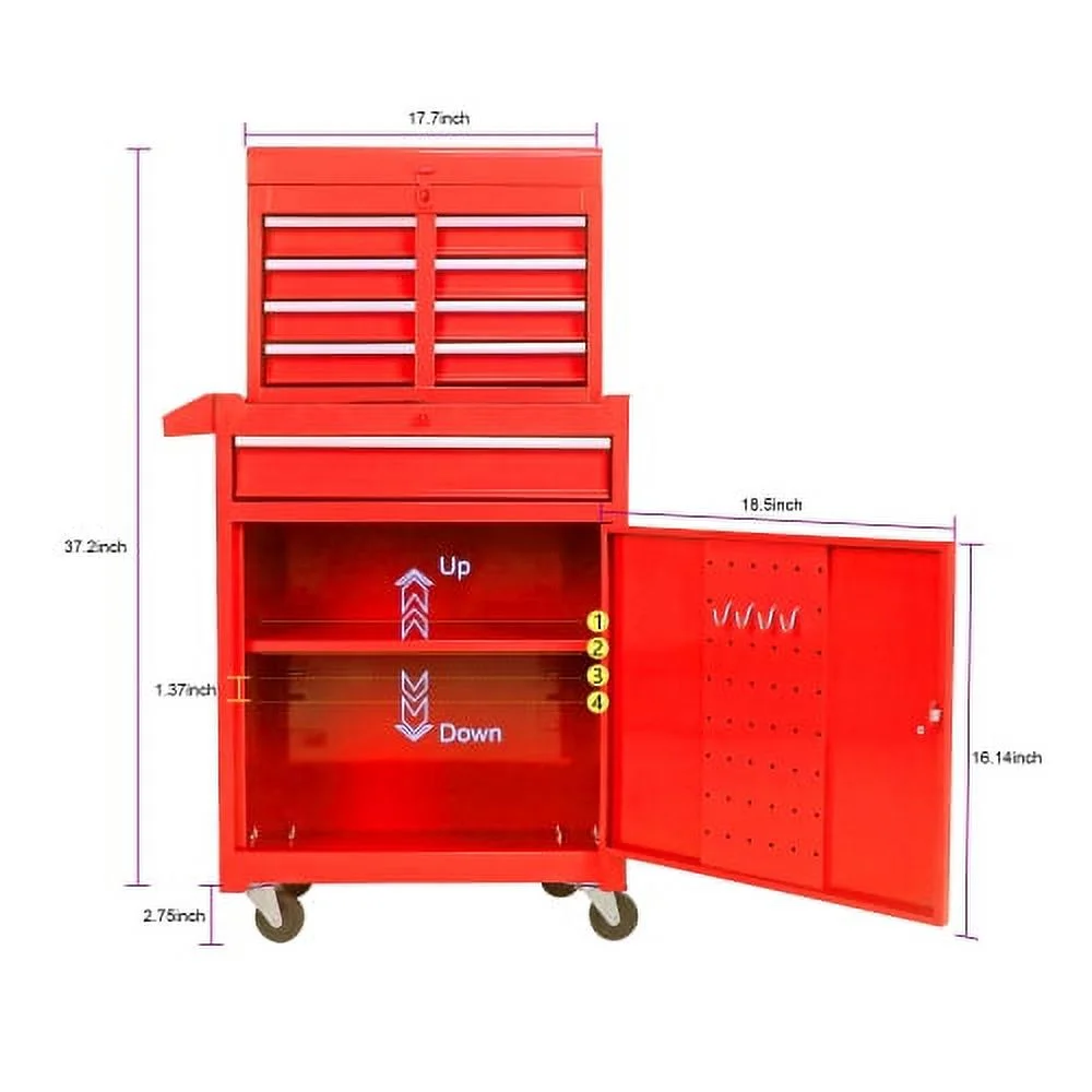Rolling Tool Chest with Wheels and 8 Drawers, Detachable Large Toolbox Storage Cabinet with Lock,Locking Mechanic Tool Cart for Warehouse, Workshop,Garage,Blue - Cheap Fitting