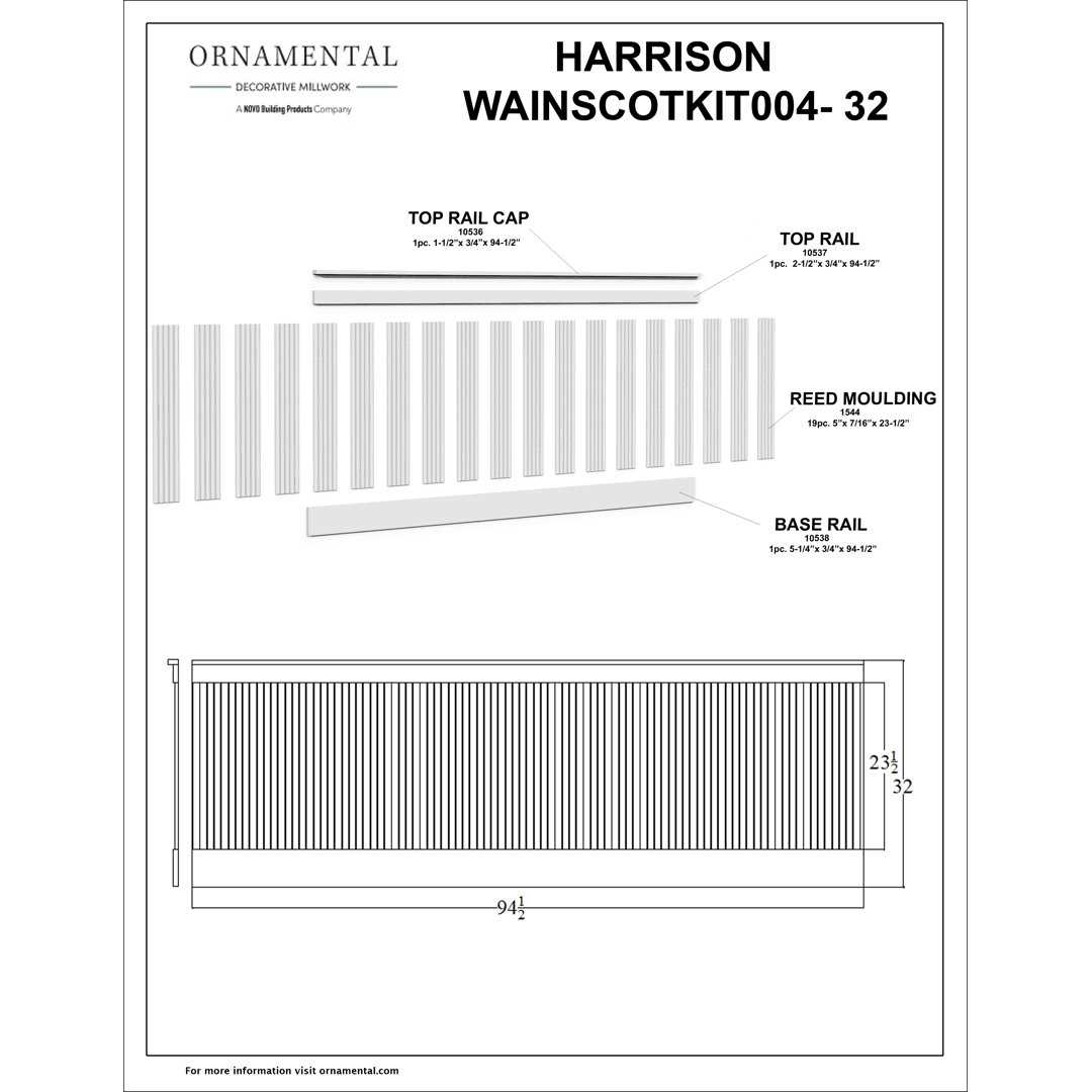 Ornamental Mouldings .75 in. D x 94.5 in. L Unfinished Aspen Wood Kessler Wainscot Kit Panel Moulding - Cheap Fitting