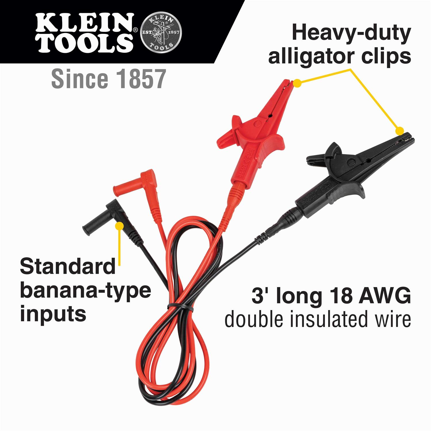 Klein Tools 69381 Heavy Duty Alligator Clip Test Leads - Cheap Fitting
