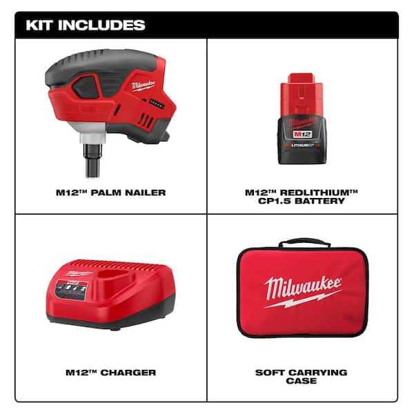 Milwaukee M12 Cordless Palm Nailer Kit with One 1.5Ah Battery Charger with M18 FUEL 3-1/2 in. 18-Volt Framing Nailer - Cheap Fitting