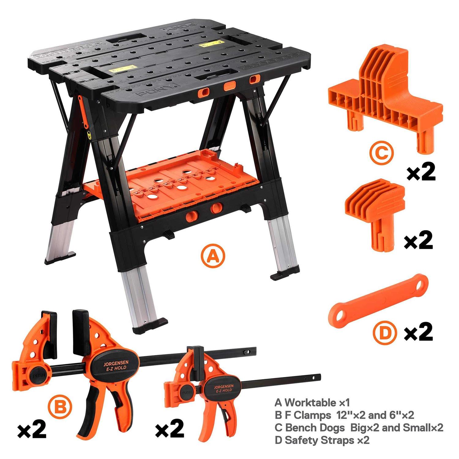 Pony Portable Folding Work Table 2-in-1 as Sawhorse & Workbench - Cheap Fitting