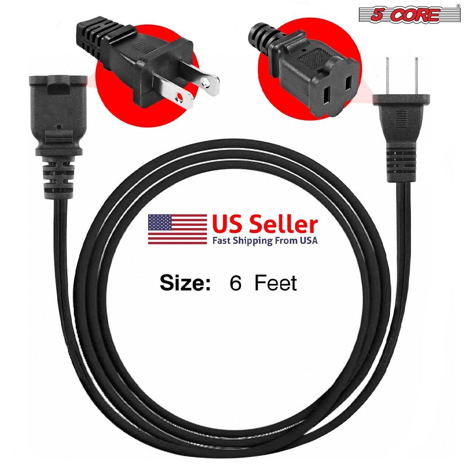 5 CORE 2-Prong Male-Female Extension Power Cord Cable Outlet Extension Cable Cord US AC 2-Prong Male-Female Power Cable 13A/125V - Cheap Fitting