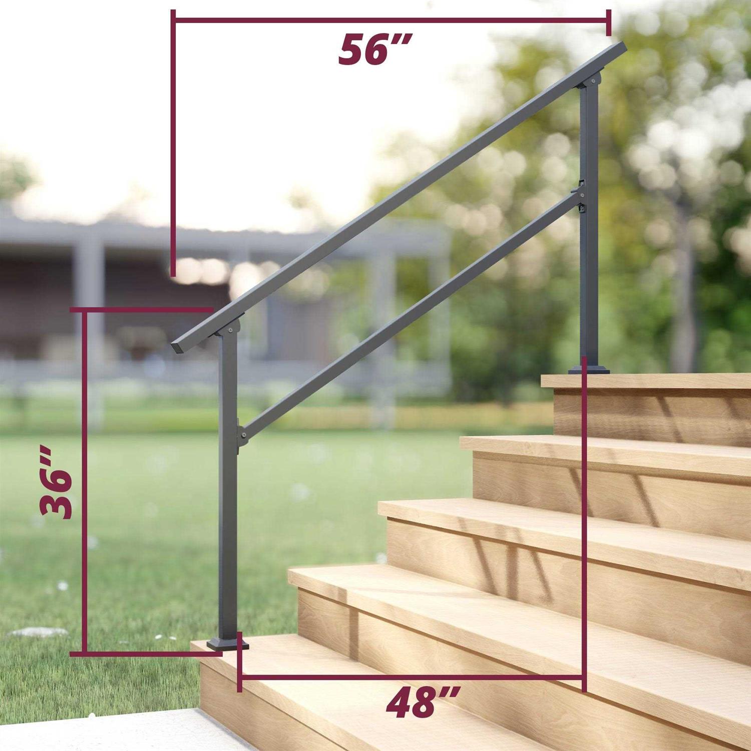 cHR 4 Steps Outdoor Handrails for Outdoor Steps - Cheap Fitting