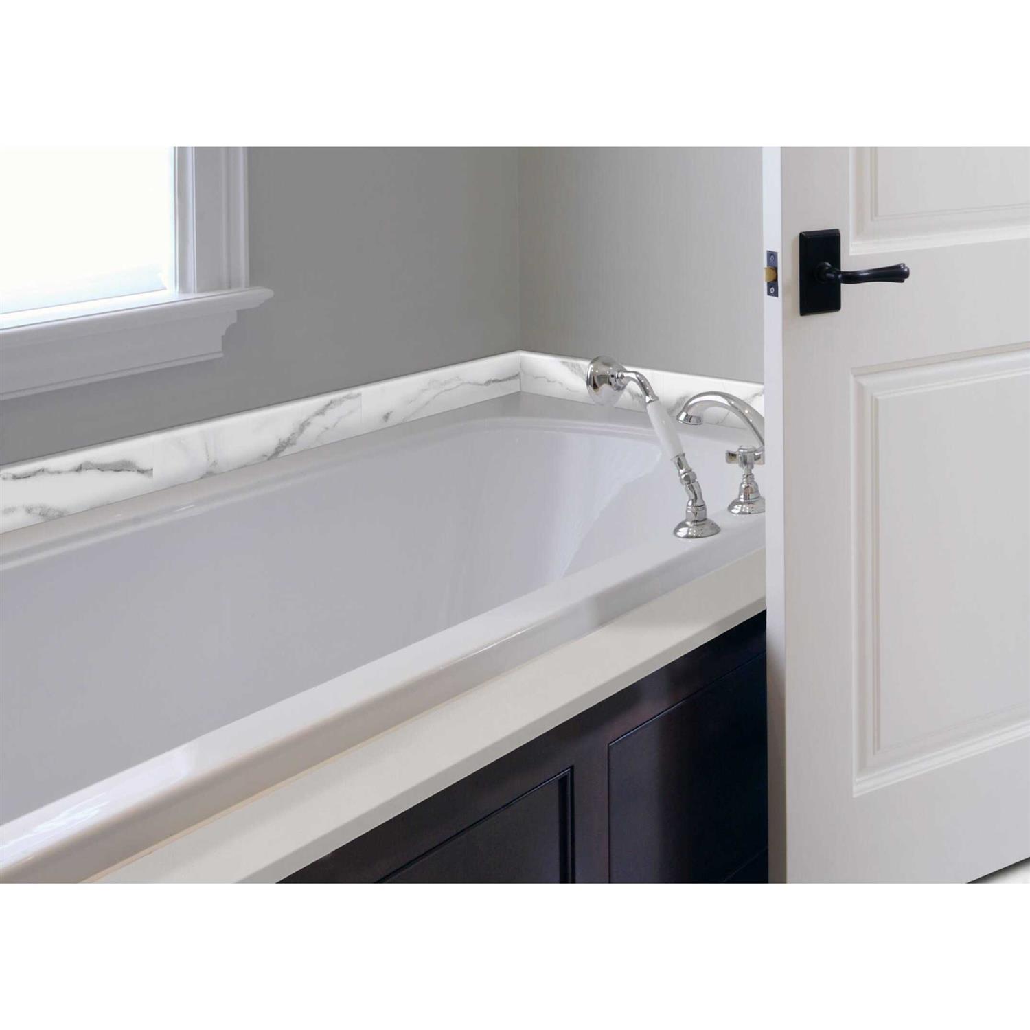 Satori Regent Statuario Glossy Bullnose 2-in x 8-in Glossy Ceramic Marble Look Wall Tile 1001-0233 - Cheap Fitting