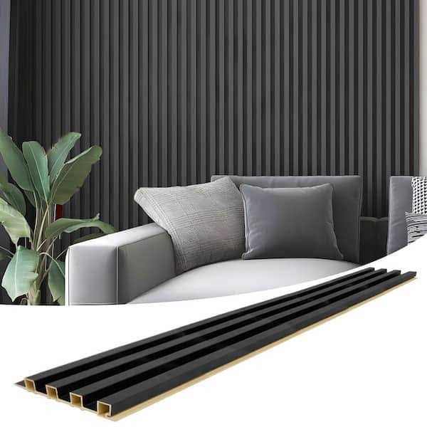 Art3dwallpanels Matte Black 0.83 in. x 1/2 ft. x 8 ft. Slat Water Resistant Acoustic Diffuser Decorative Wall Paneling - Cheap Fitting