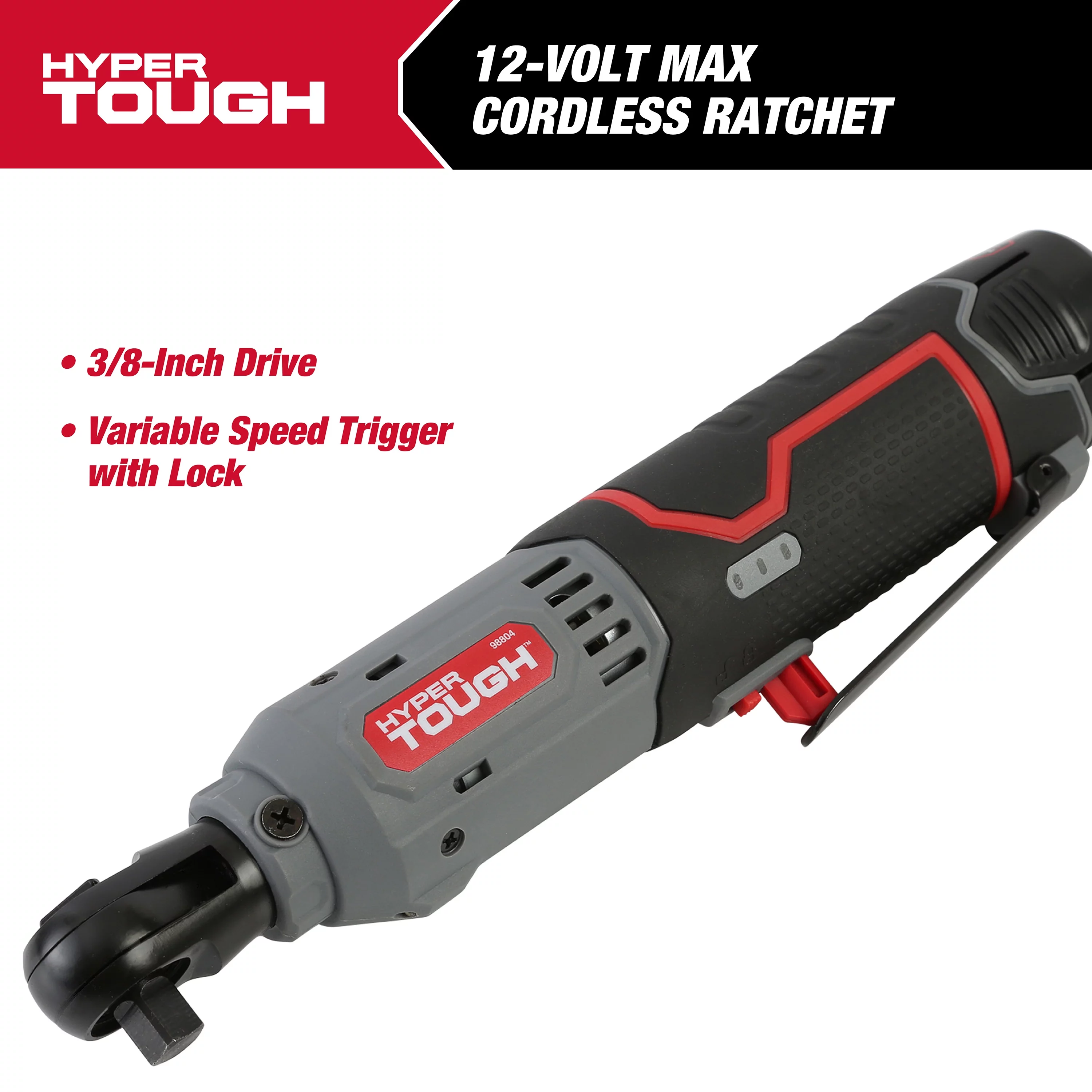 Hyper Tough 12V Max* Lithium-Ion Cordless 3/8-Inch Ratchet with 1.5Ah Battery and Charger, 98804 - Cheap Fitting